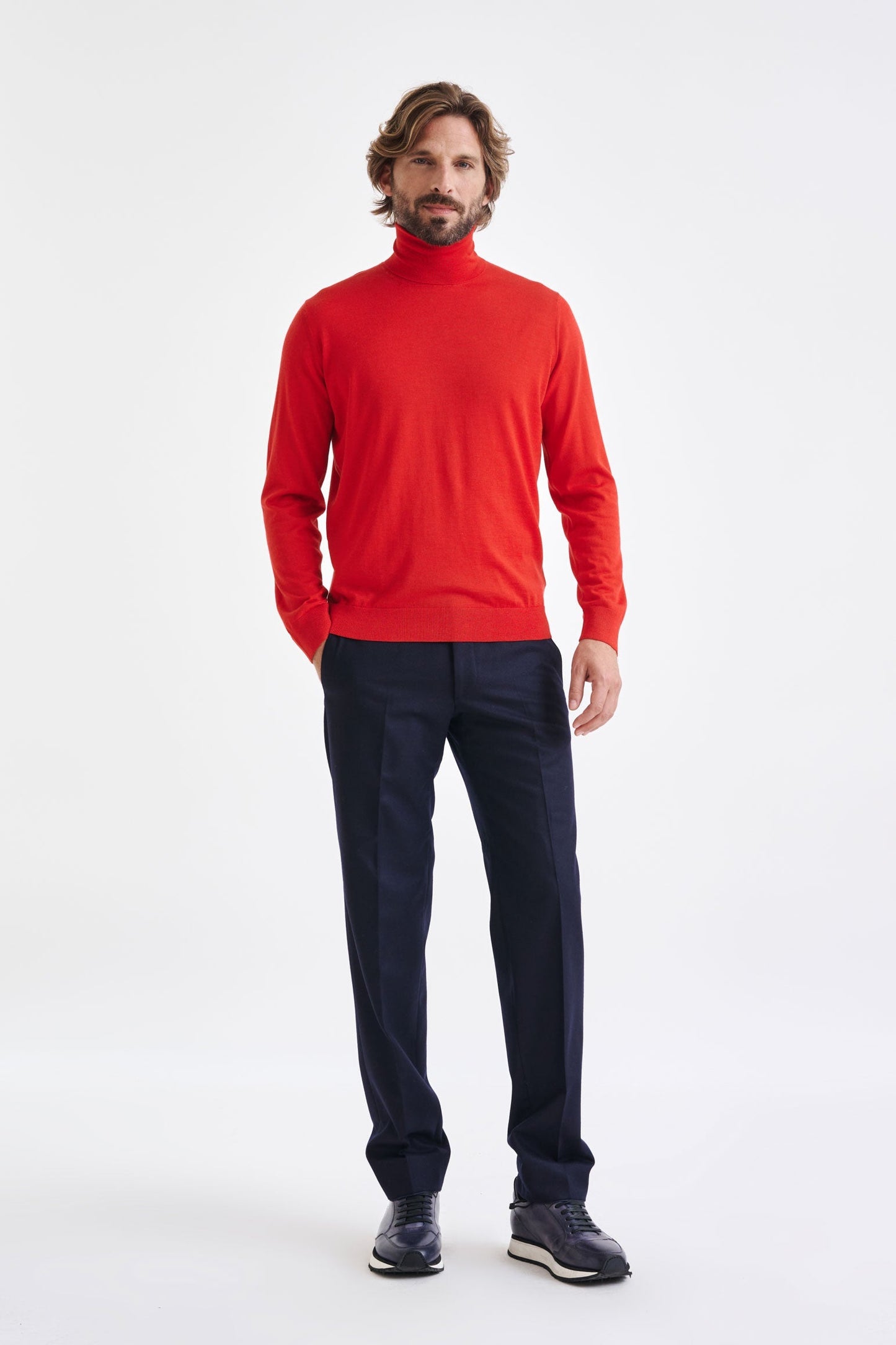 Carmine Cashmere Merino Silk Blend Telford  Turtleneck Sweater