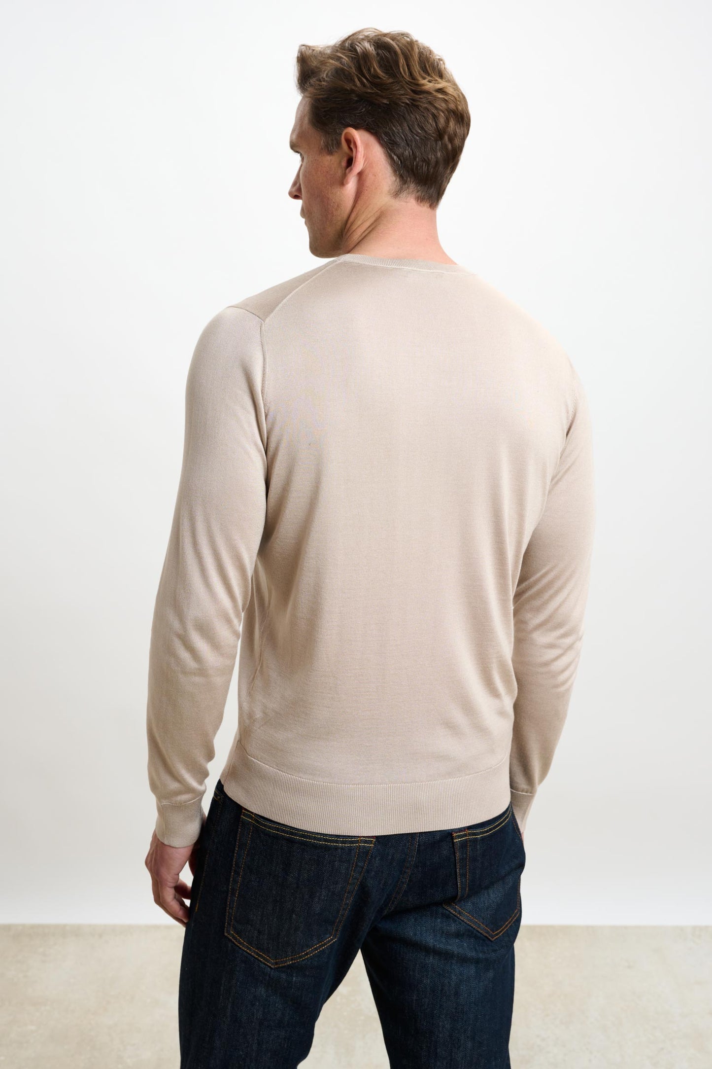 Crewe Silk Long Sleeve Sweater Beige