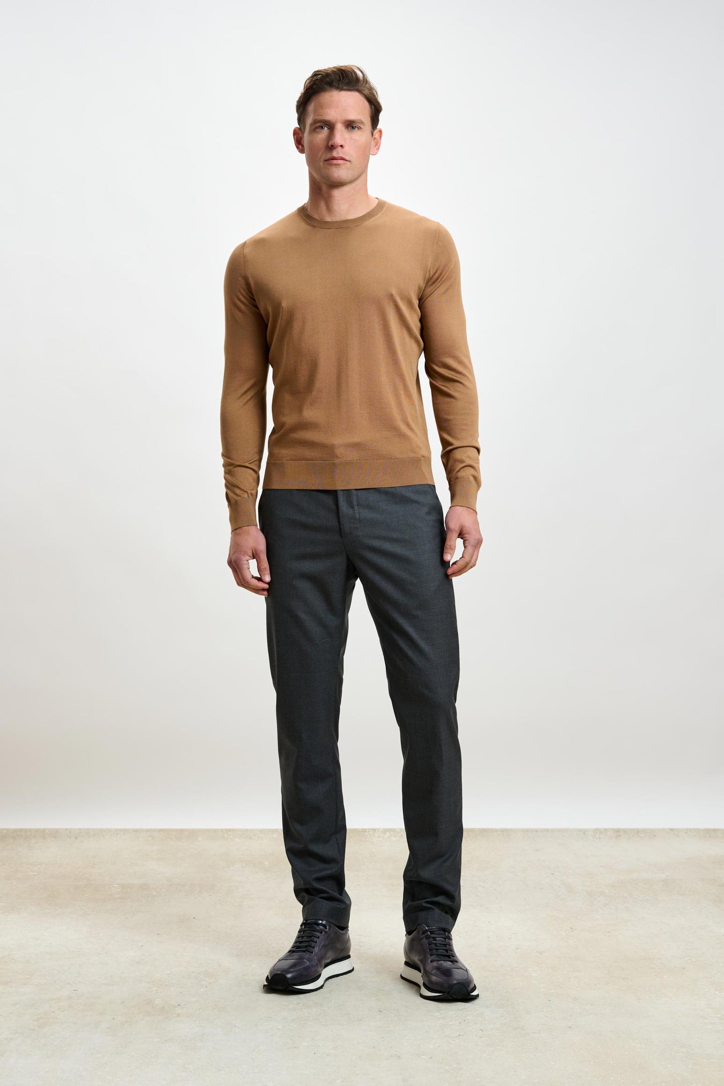 Crewe Silk Long Sleeve Sweater Tobacco