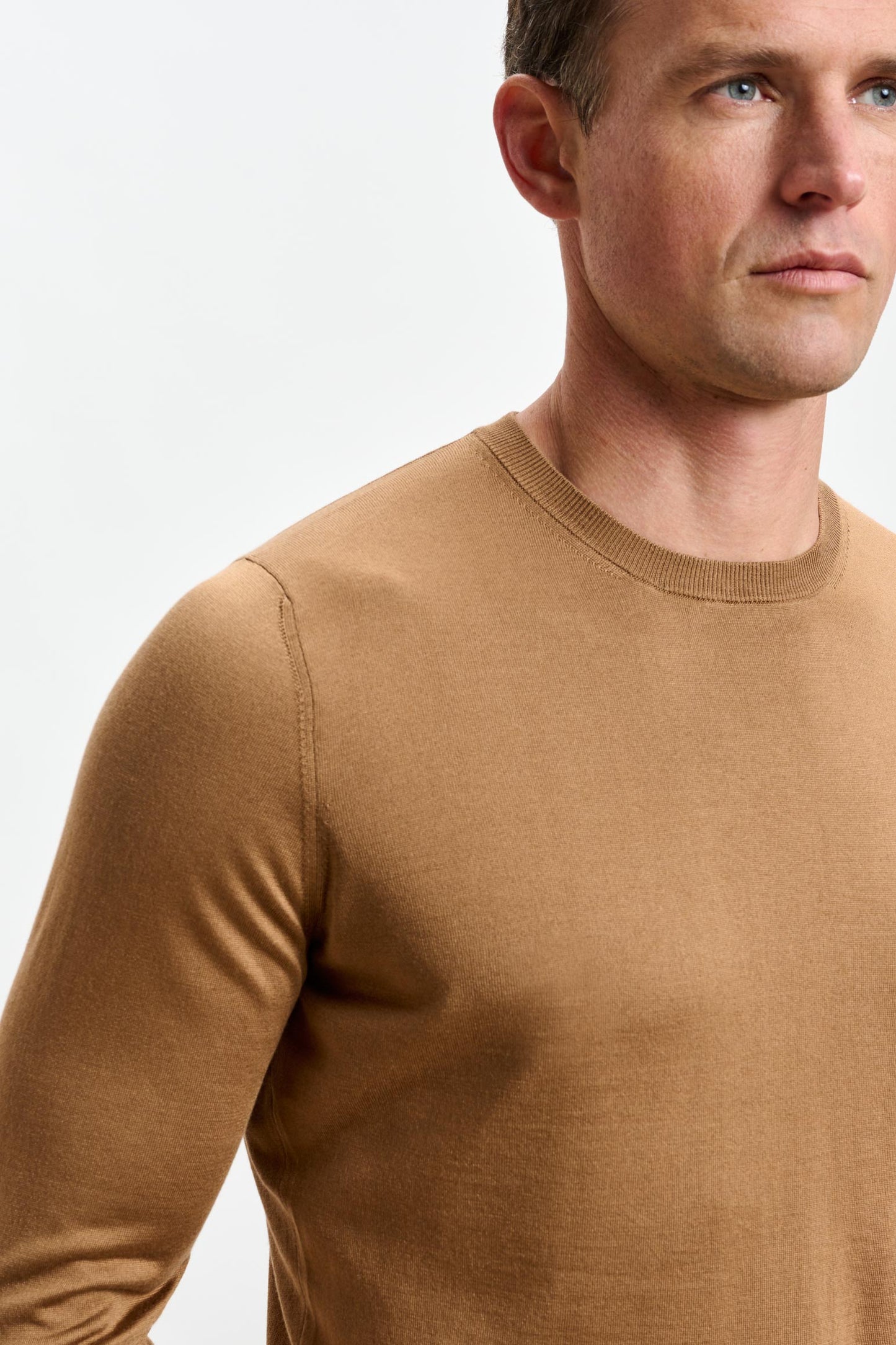 Crewe Silk Long Sleeve Sweater Tobacco