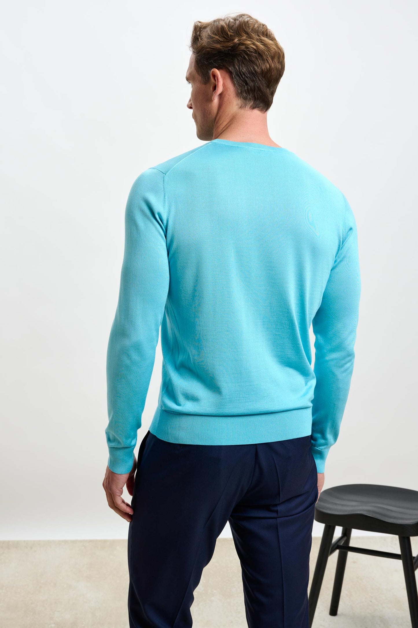 Crewe Silk Long Sleeve Sweater Turquoise Blue