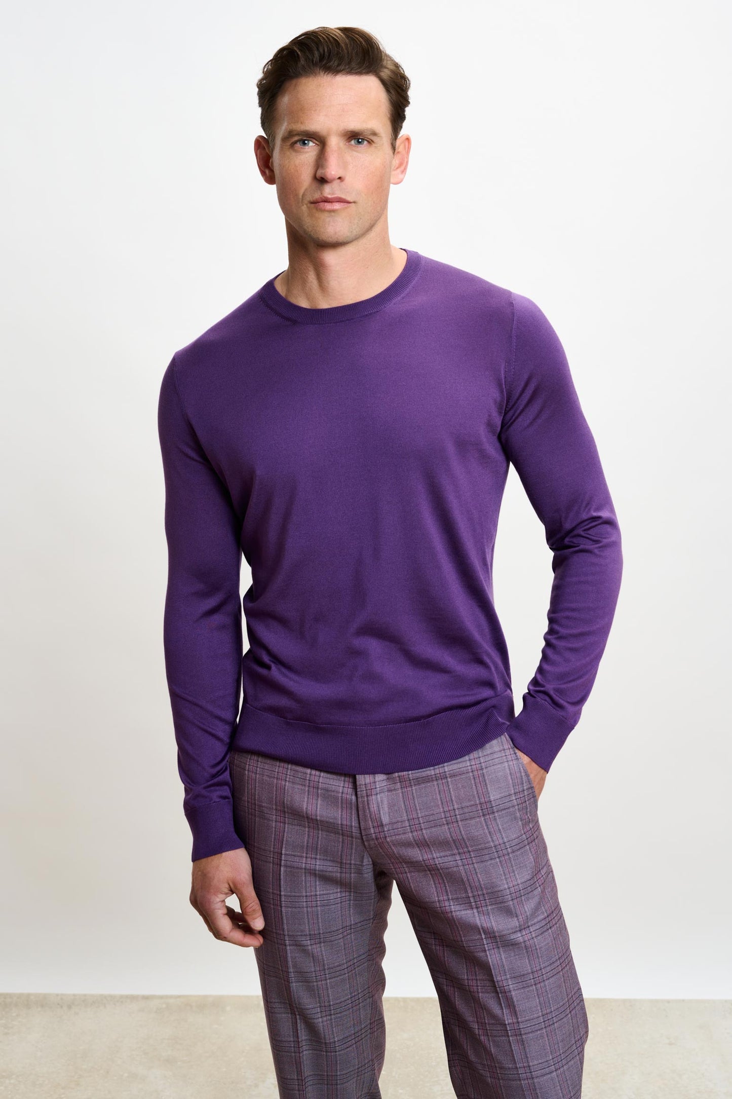 Crewe Silk Long Sleeve Sweater Violet