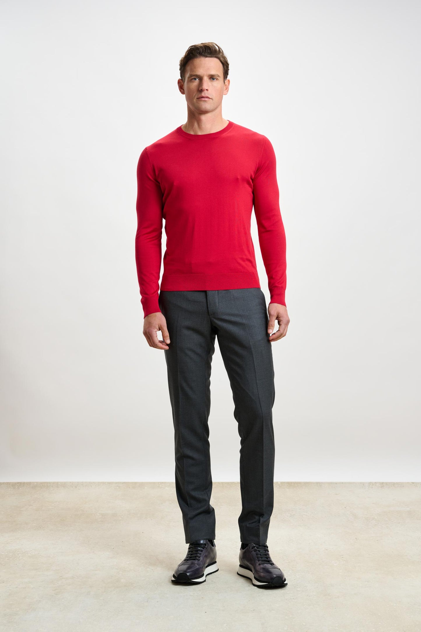 Crewe Silk Long Sleeve Sweater Carmine