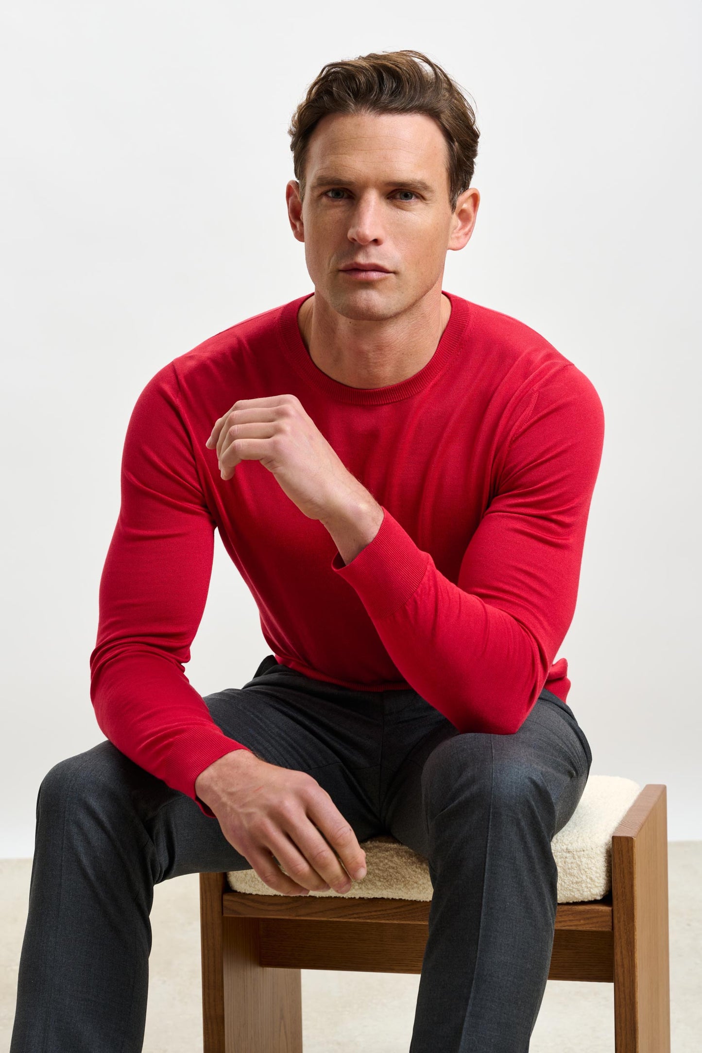 Crewe Silk Long Sleeve Sweater Carmine