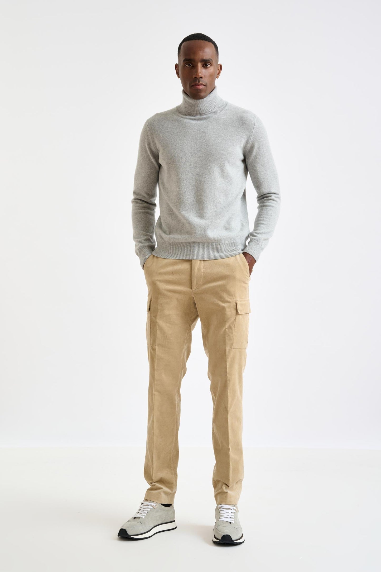 Light Grey Melange Wool & Cashmere Drumberg Rollneck Knit