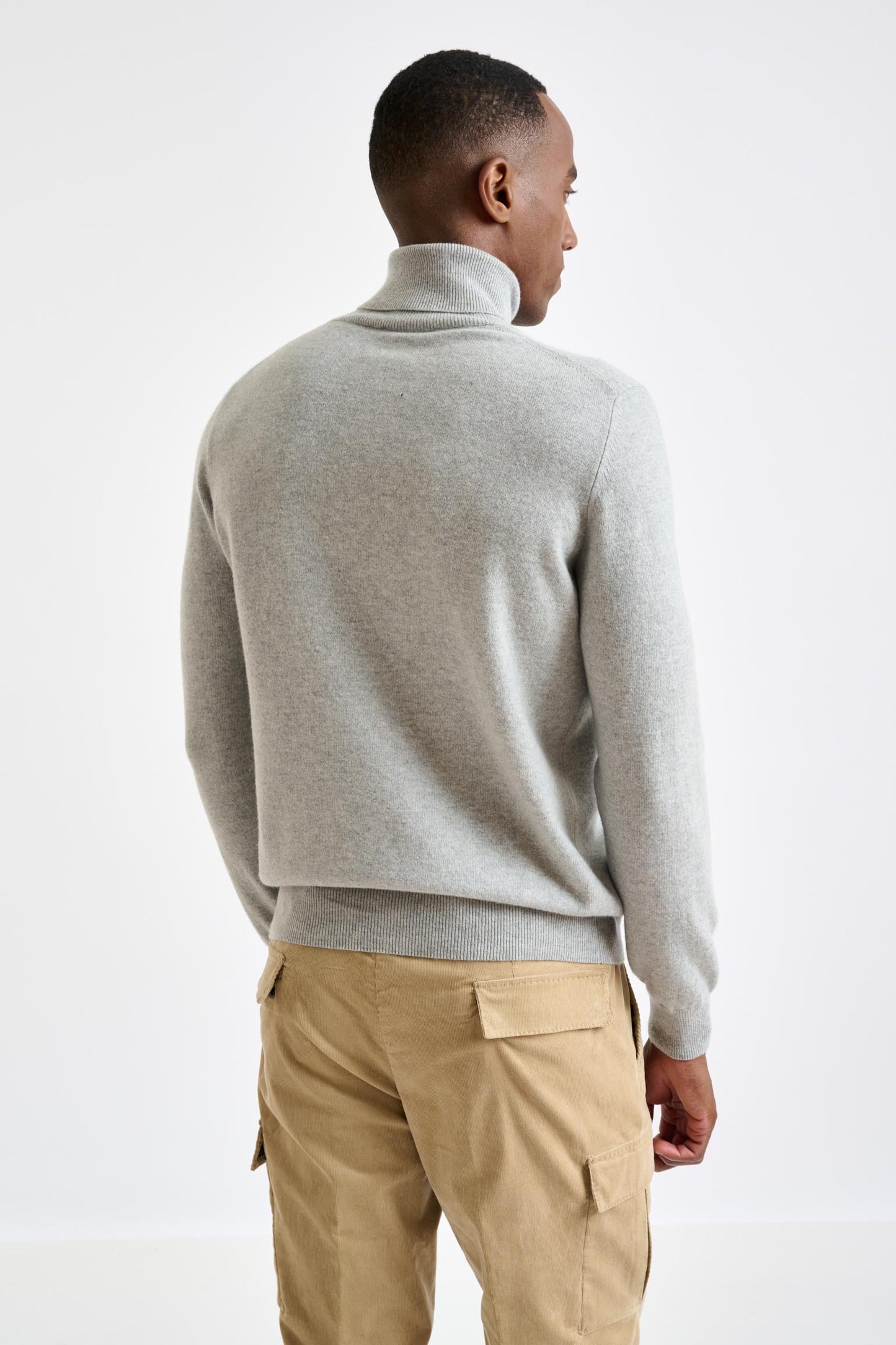 Light Grey Melange Wool & Cashmere Drumberg Rollneck Knit