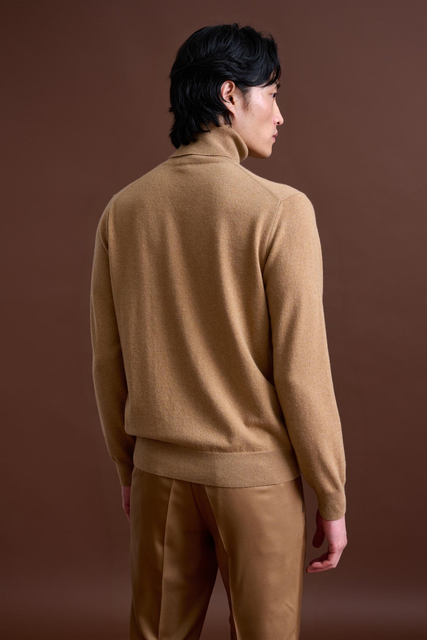 Light Camel 100% Cashmere Drumberg Rollneck Knit