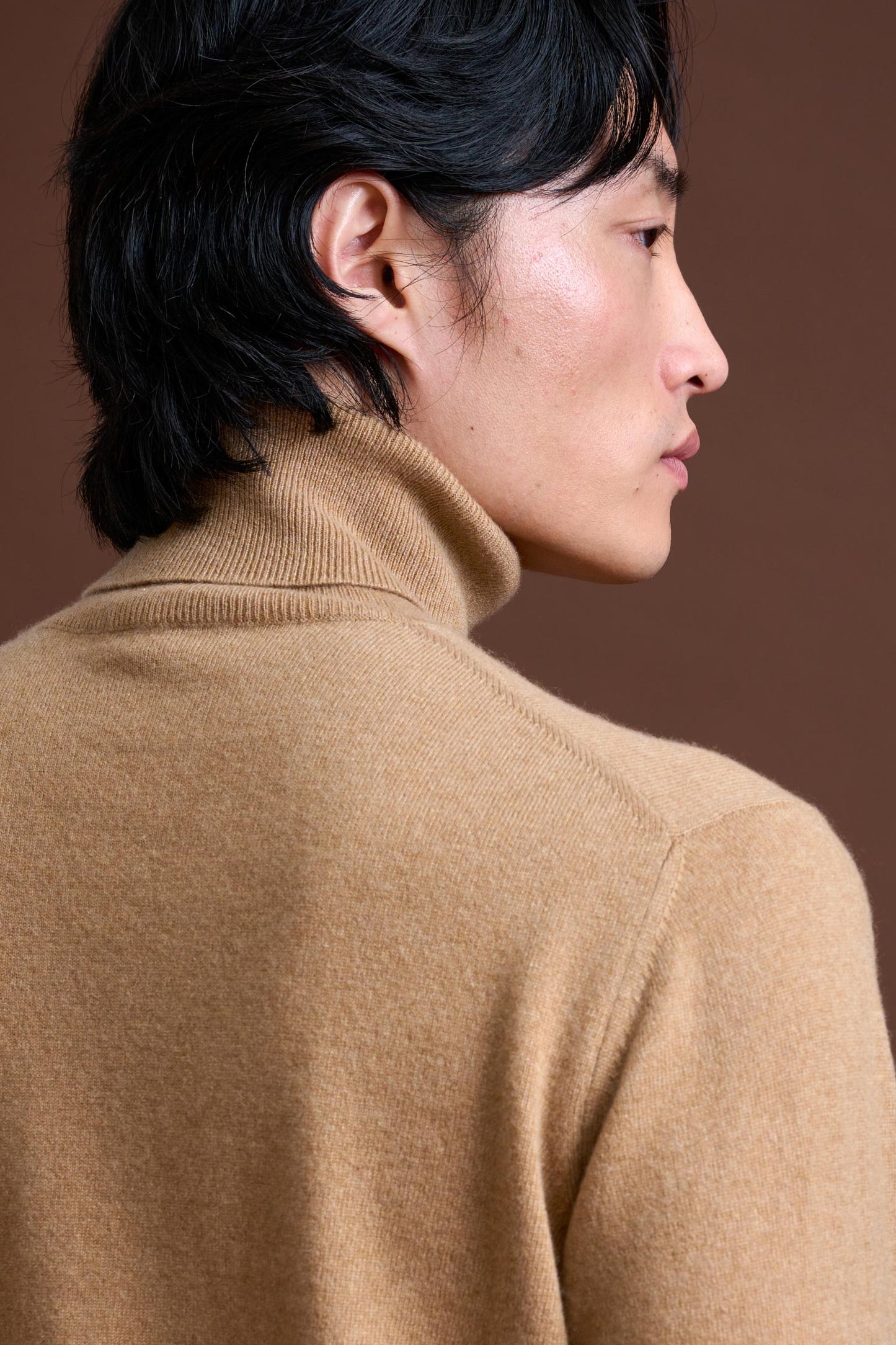 Light Camel 100% Cashmere Drumberg Rollneck Knit