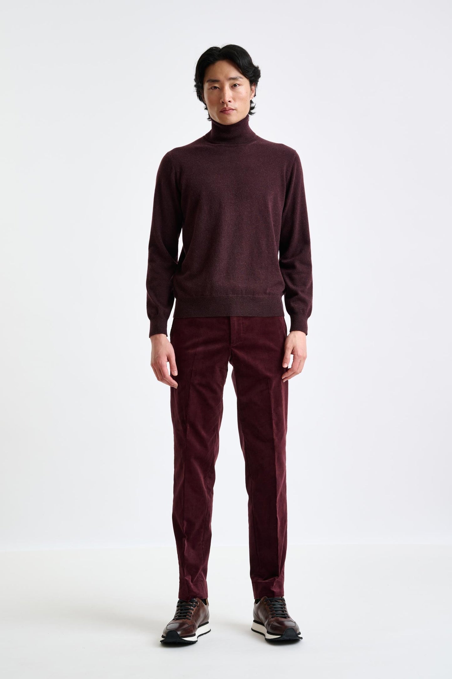 Dark Burgundy 100% Cashmere Drumberg Rollneck Knit