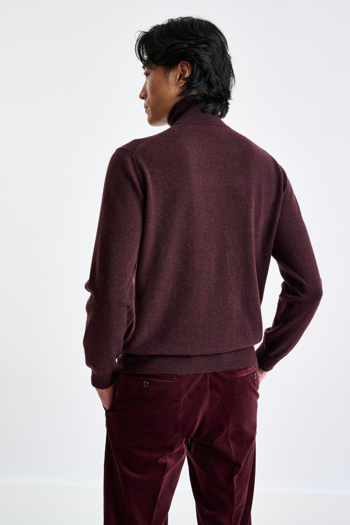 Dark Burgundy 100% Cashmere Drumberg Rollneck Knit