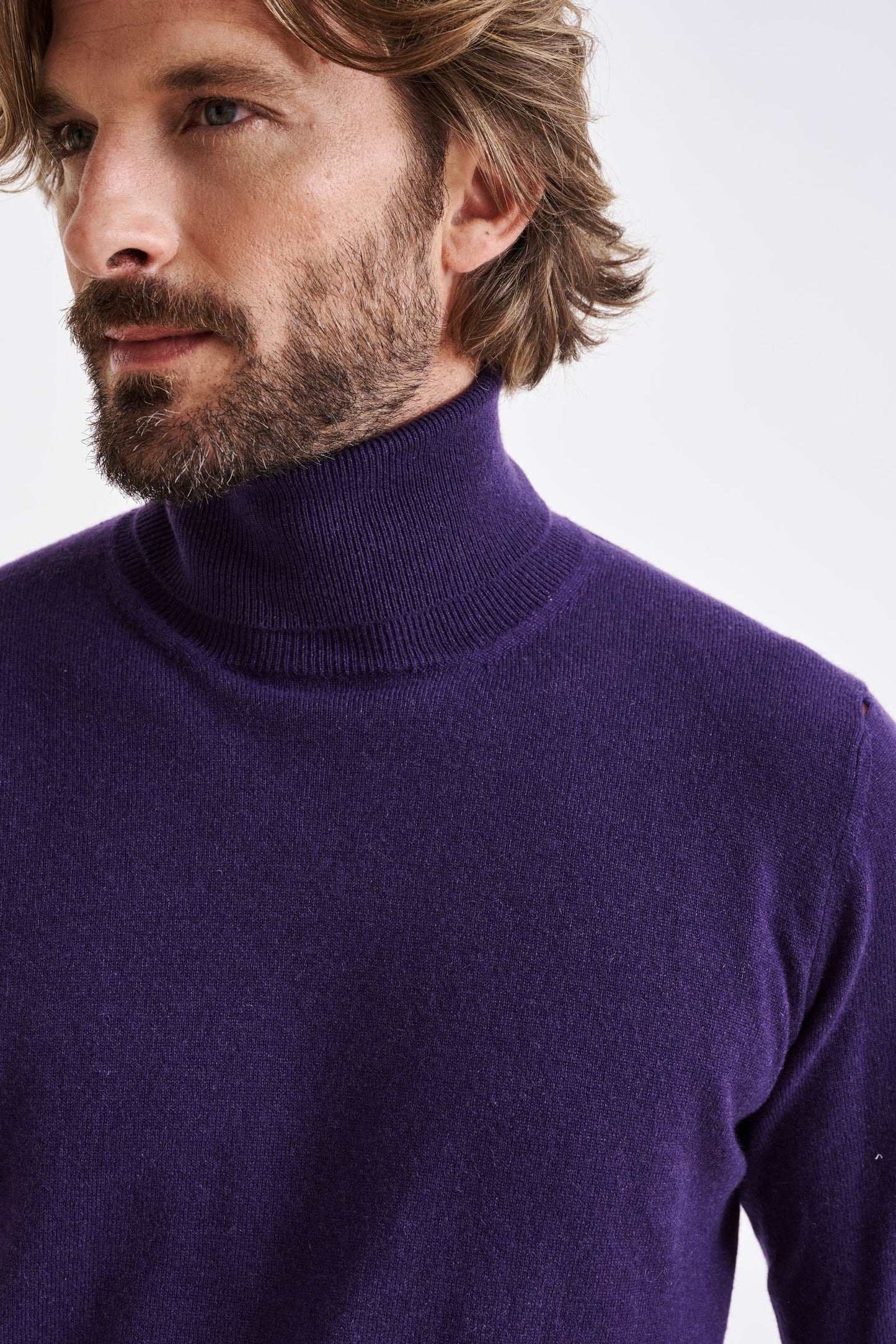 Purple 100% Cashmere Drumberg Rollneck Knit