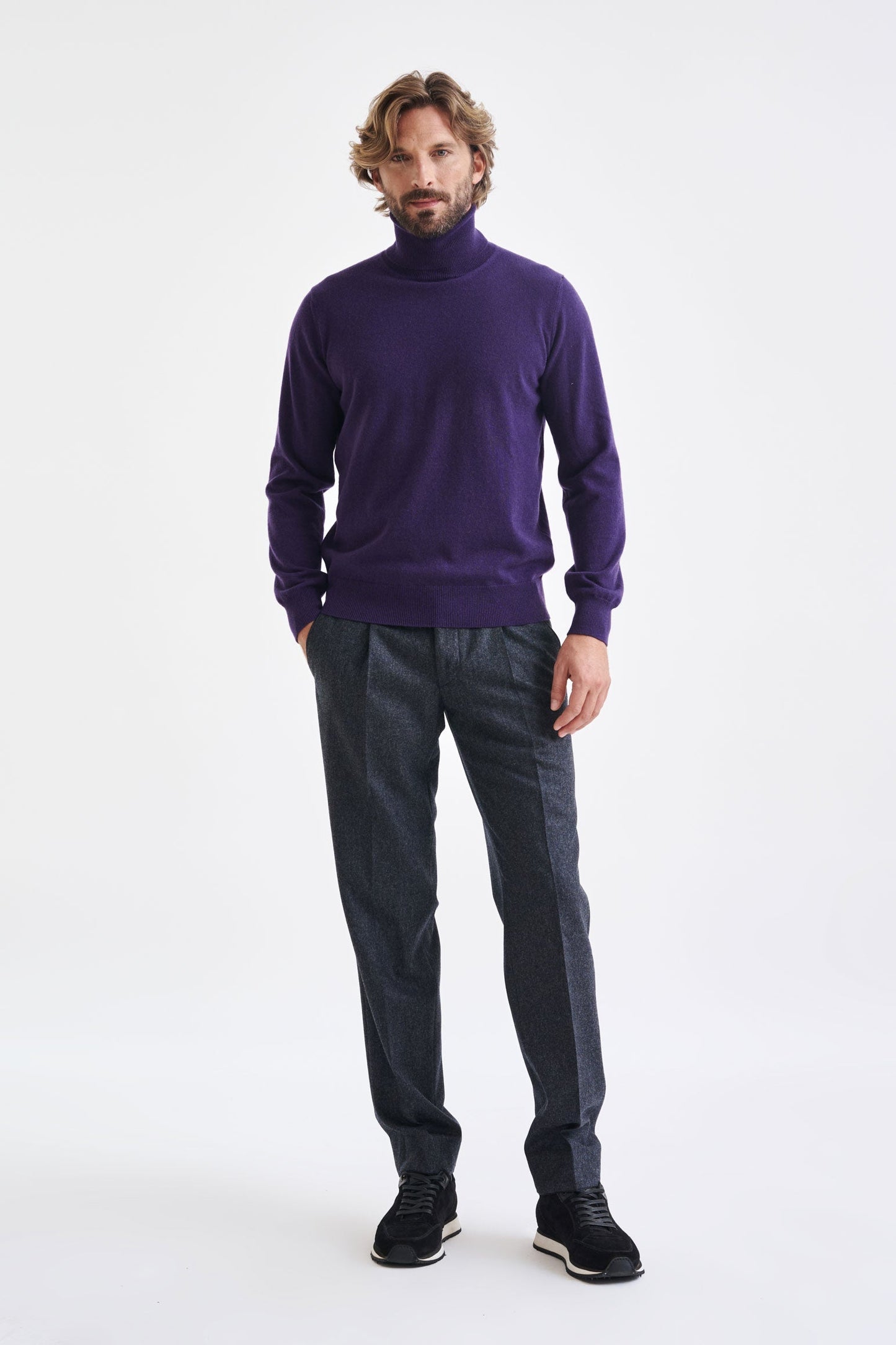 Purple 100% Cashmere Drumberg Rollneck Knit