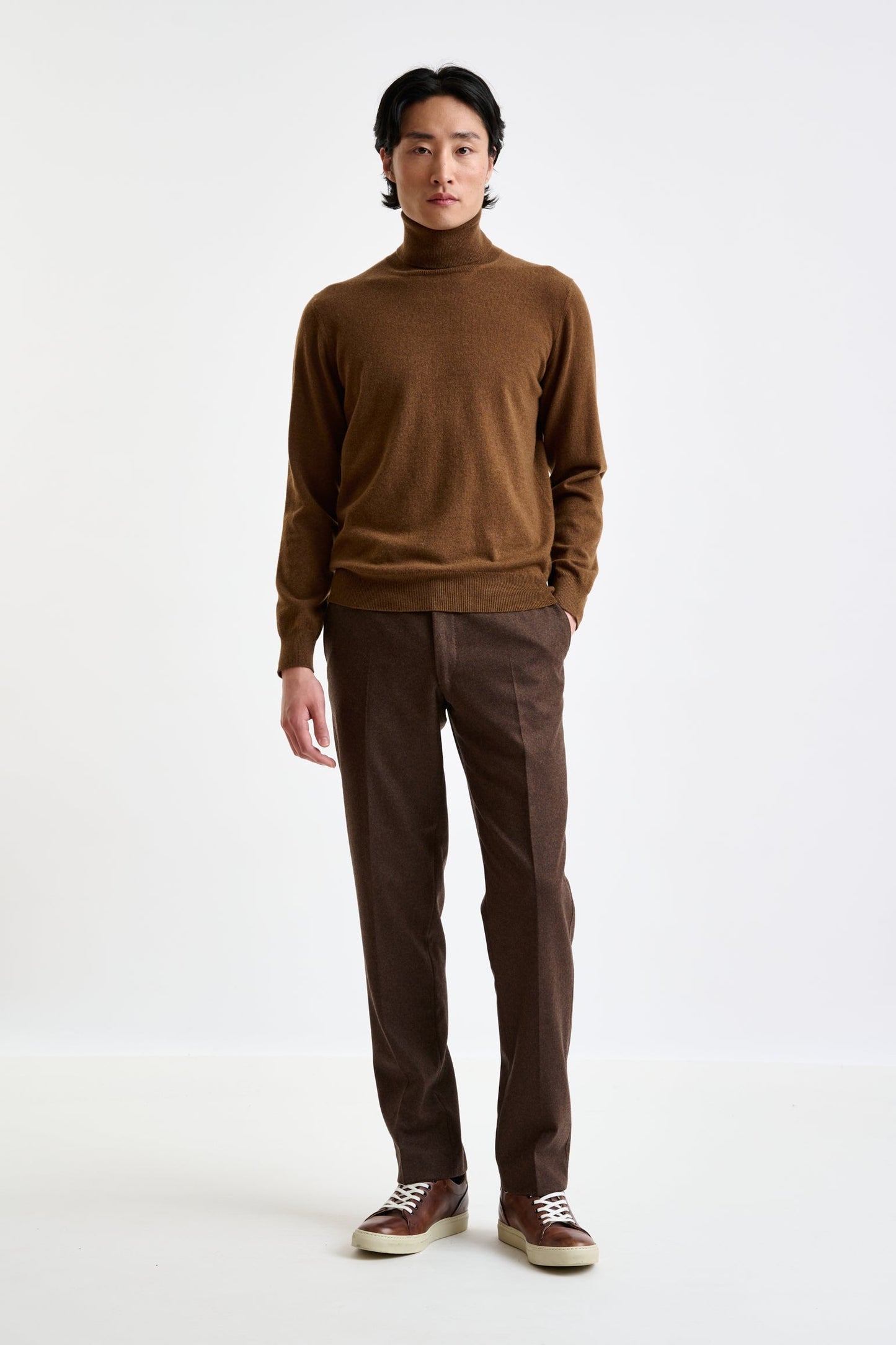 Tobacco 100%  Cashmere Drumberg Rollneck Knit