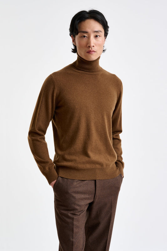 Tobacco 100%  Cashmere Drumberg Rollneck Knit