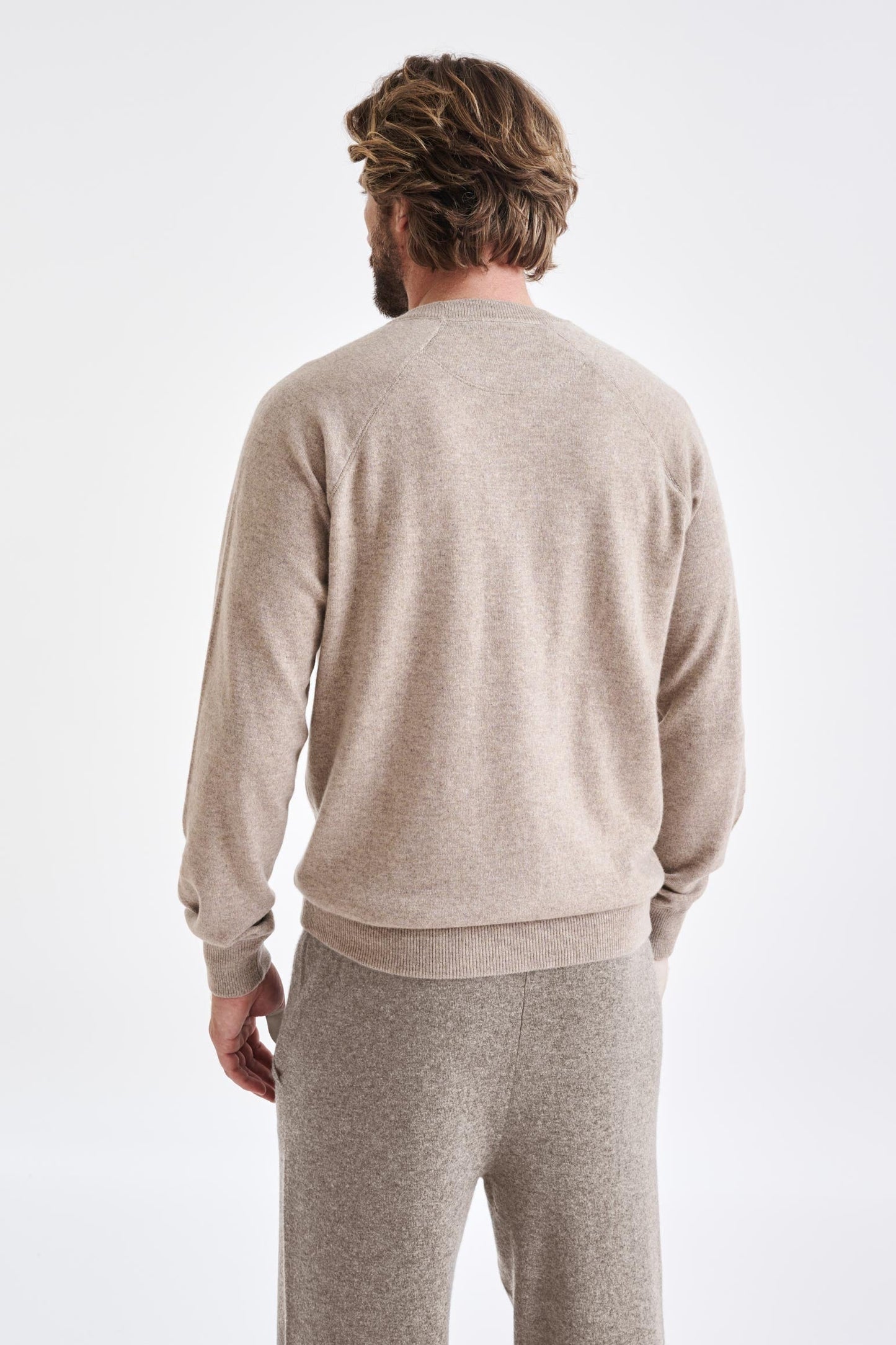 Sand Melange 100% Cashmere Whitby Crewneck Sweater