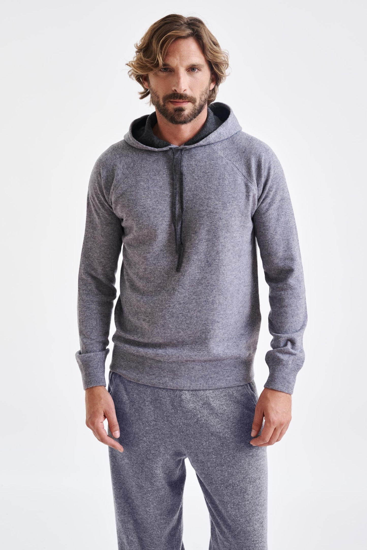 Mid Grey Melange 100% Cashmere Whitby Crewneck Sweater