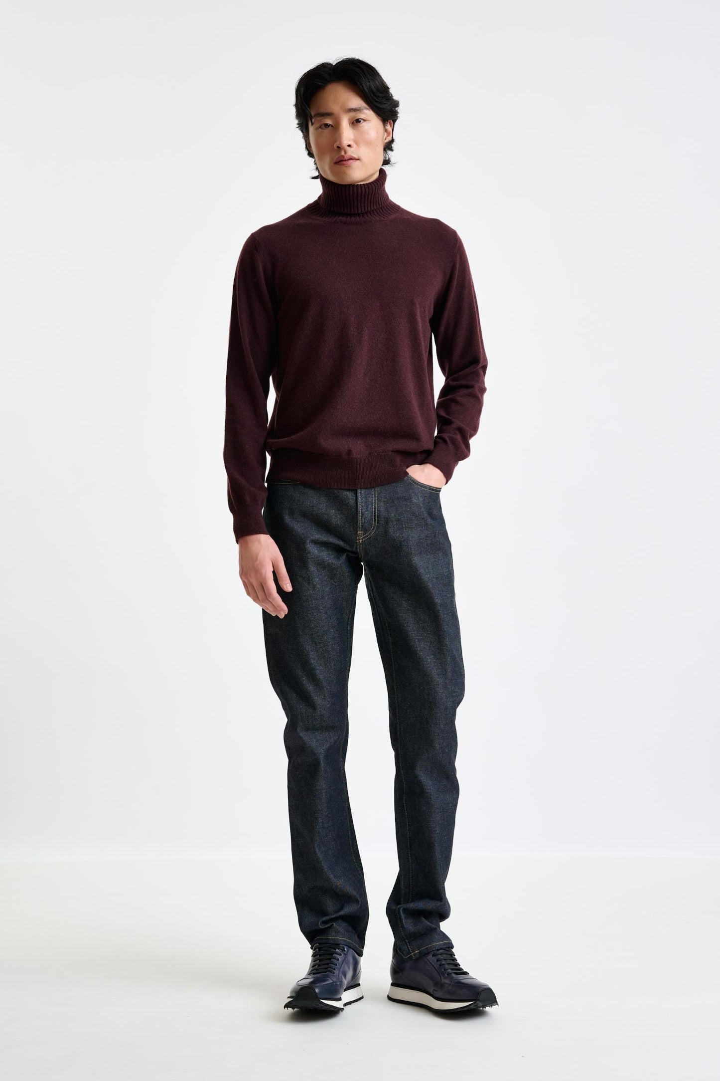 Dark Burgundy 100% Cashmere Crawley Rollneck Knit