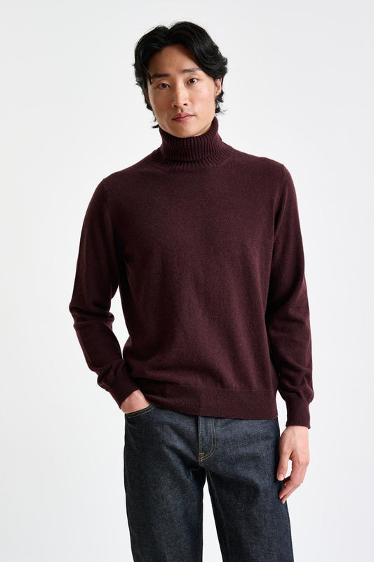 Dark Burgundy 100% Cashmere Crawley Rollneck Knit