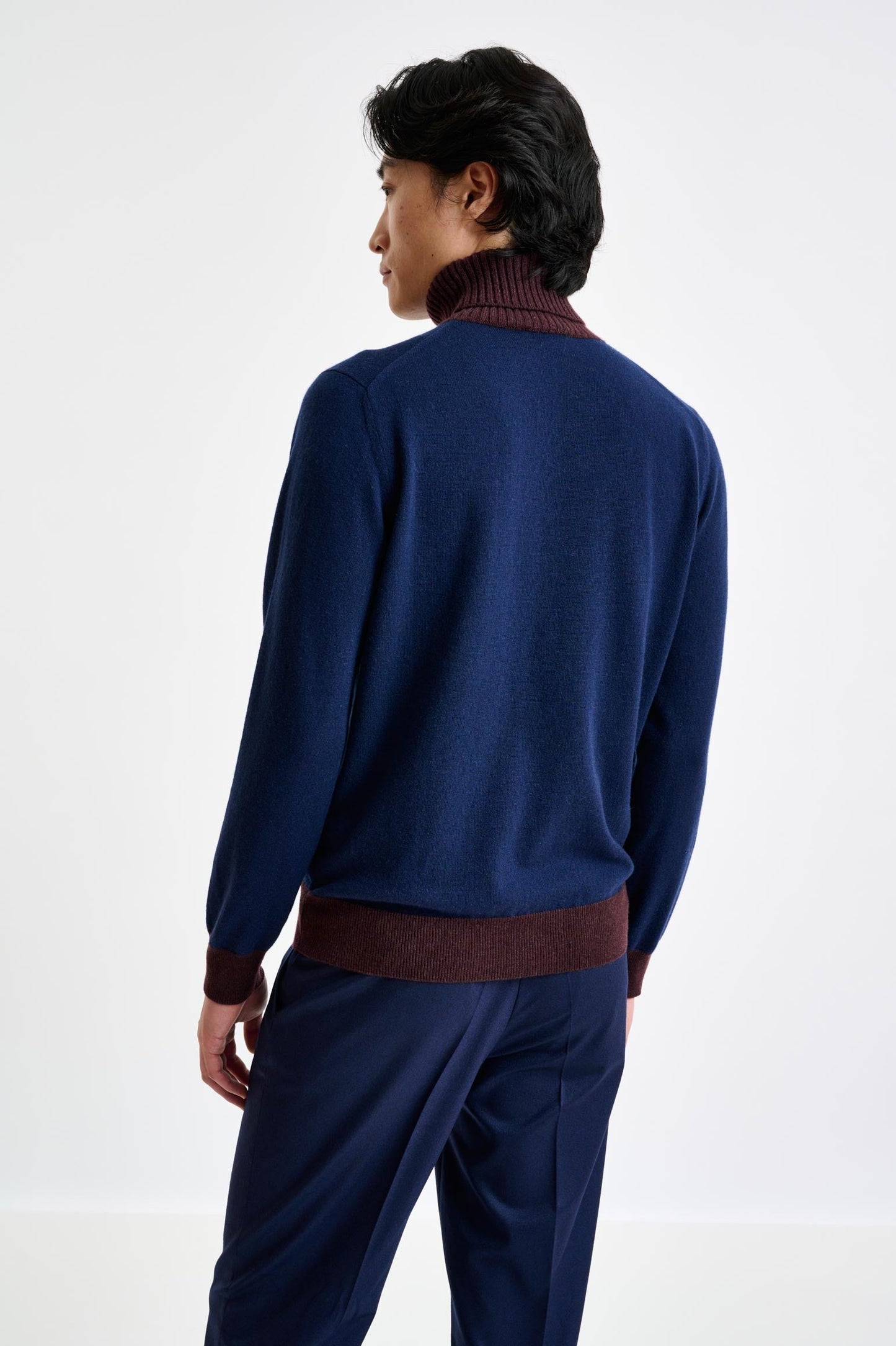 Neptune Blue 100% Cashmere Crawley Rollneck Knit