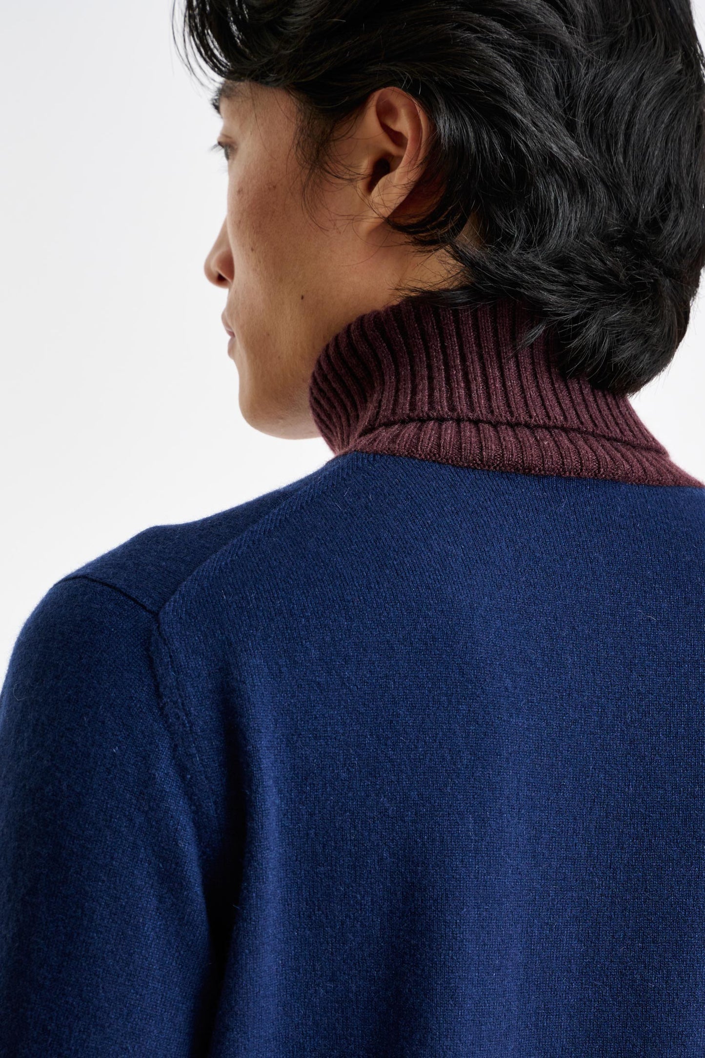 Neptune Blue 100% Cashmere Crawley Rollneck Knit