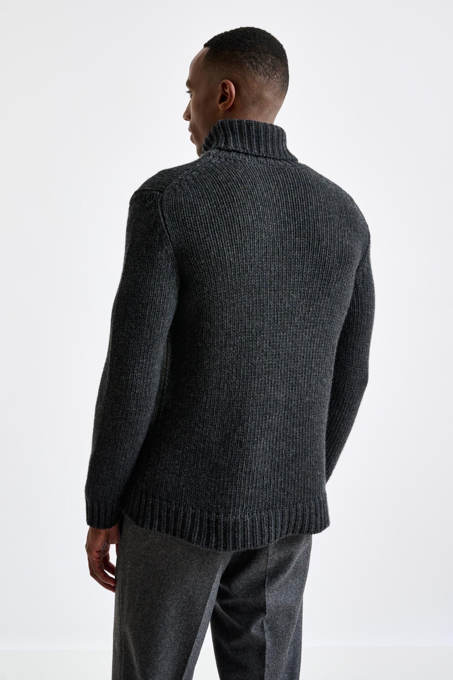 Antracite Melange, Chunky  Wool & Cashmere Blend Banbury Rollneck Sweater