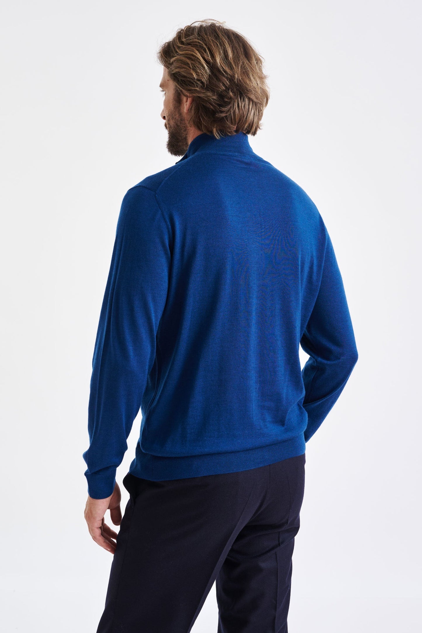 Pilot Blue Cashmere & Silk Repton Fullzip Sweater