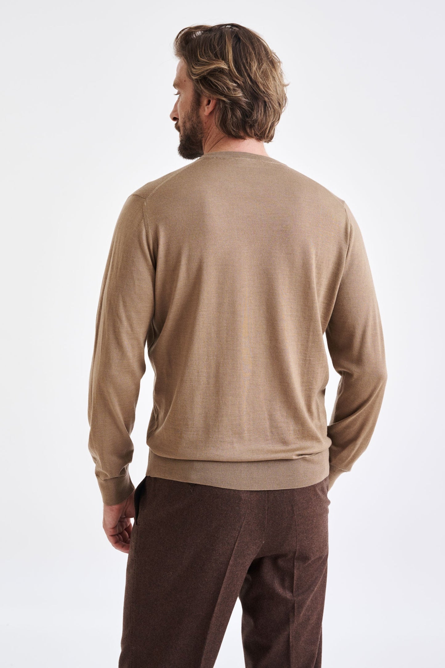 Camel Cashmere Merino Silk Blend Crewe Sweater