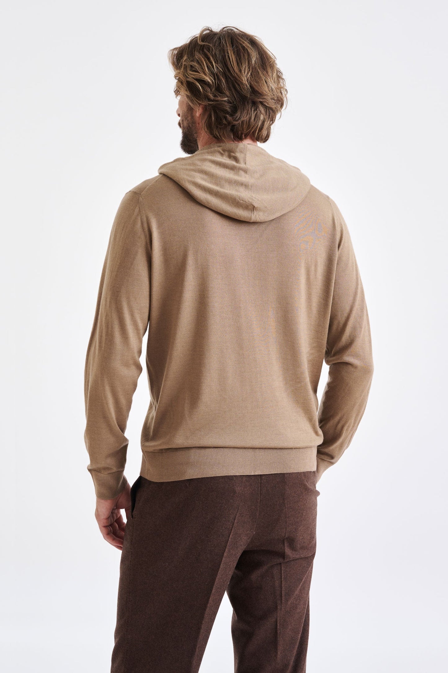 Camel Cashmere Merino Silk Blend Goole zipped Hoodie knit