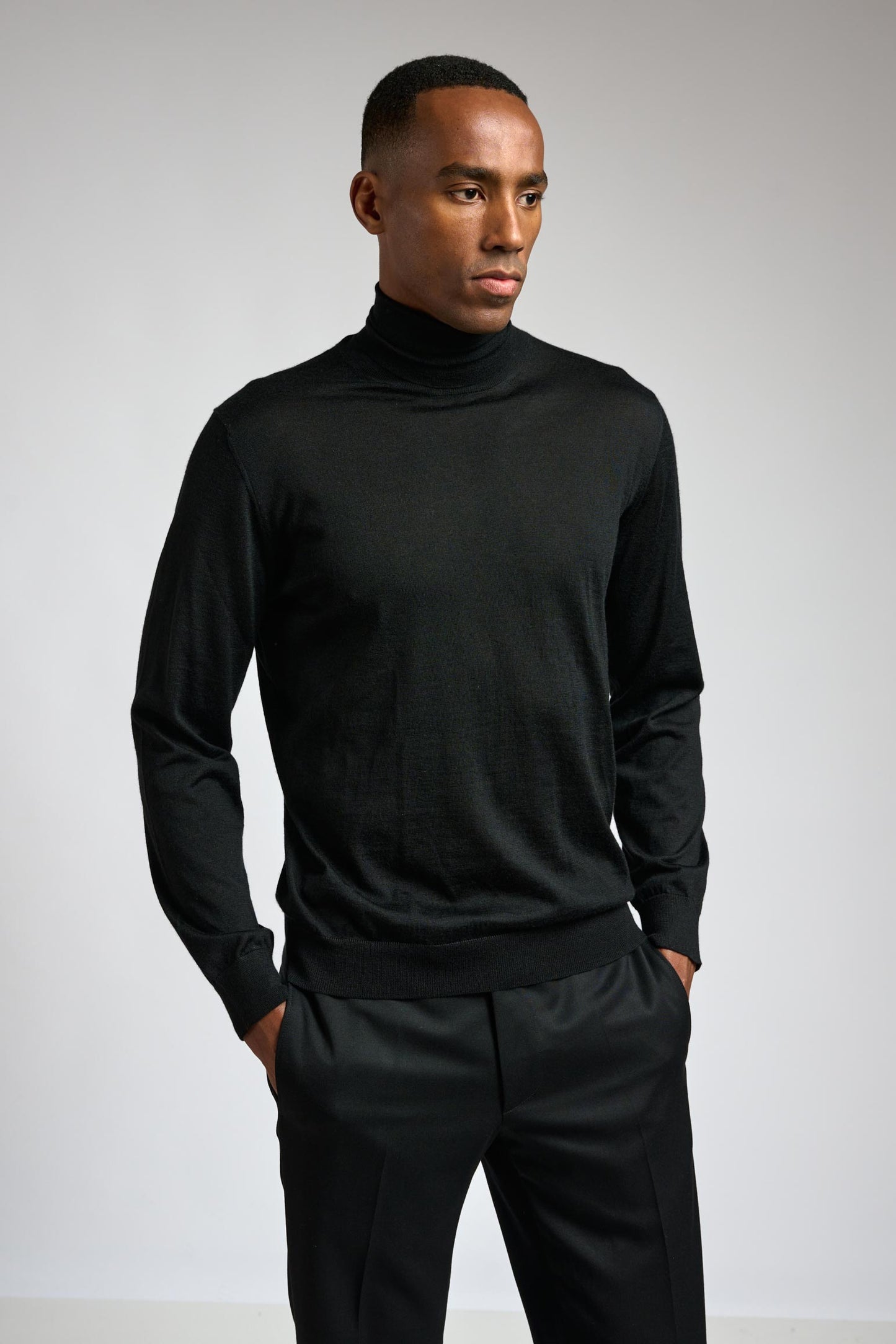 Black Cashmere & Silk Blend Telford Turtleneck Sweater