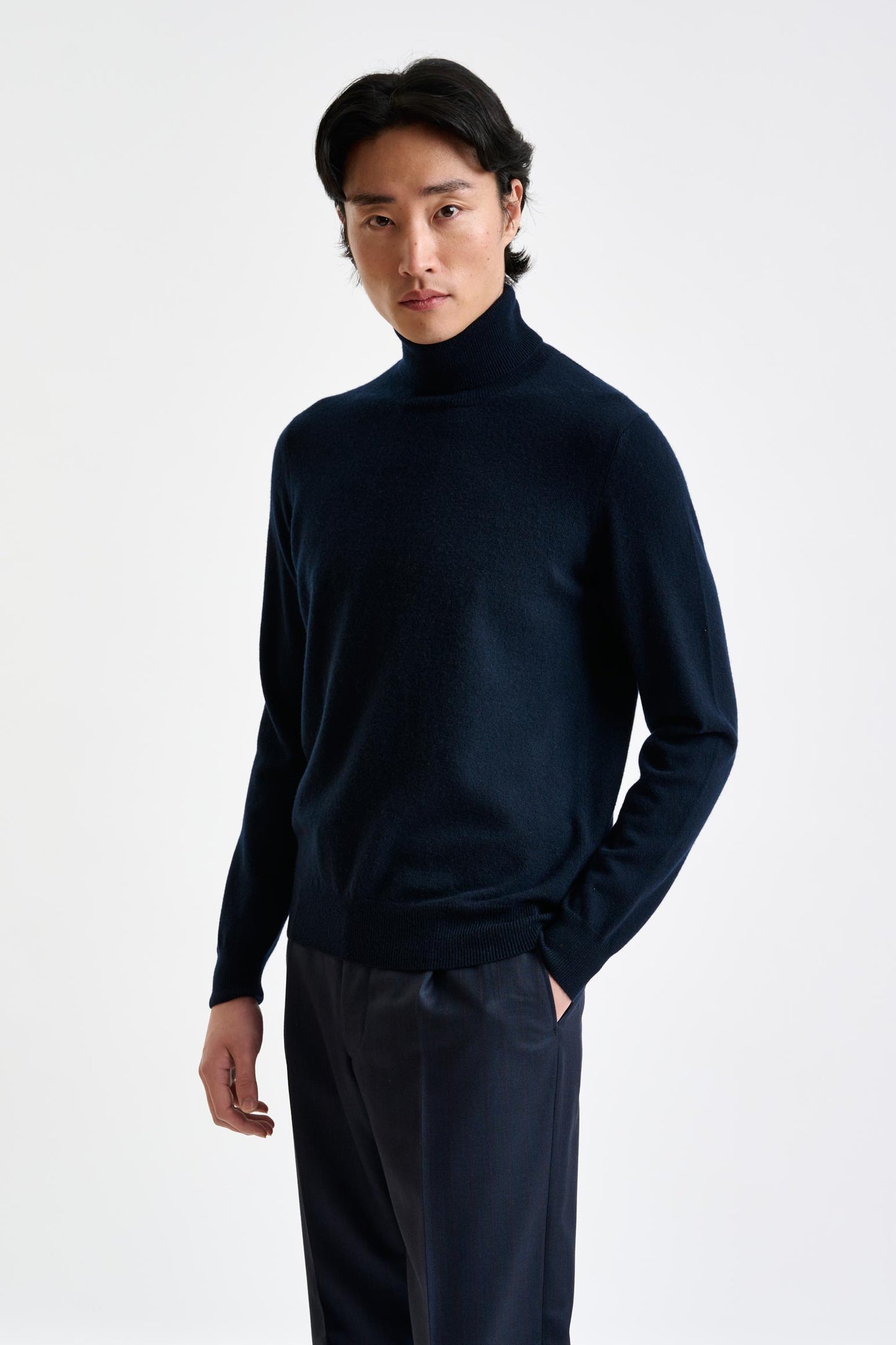 Navy Cashmere & Silk Blend Telford Turtleneck Sweater