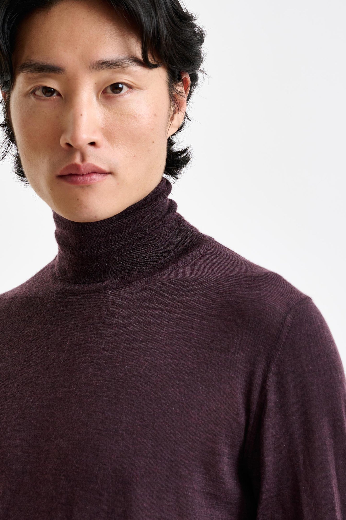 Dark Burgundy Cashmere & Silk Blend Telford Turtleneck Sweater