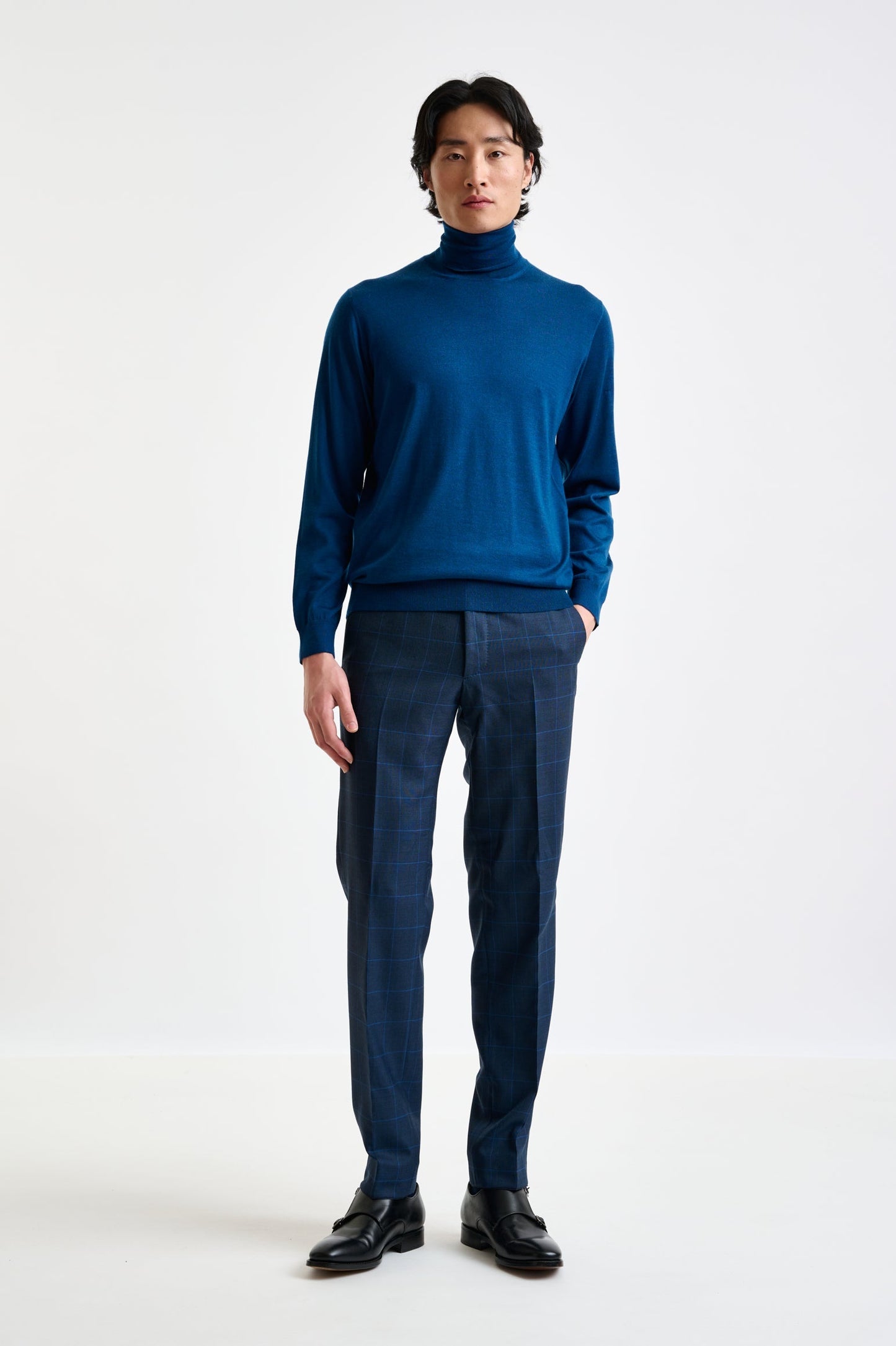 Pilot Blue Cashmere & Silk Blend Telford Turtleneck Sweater