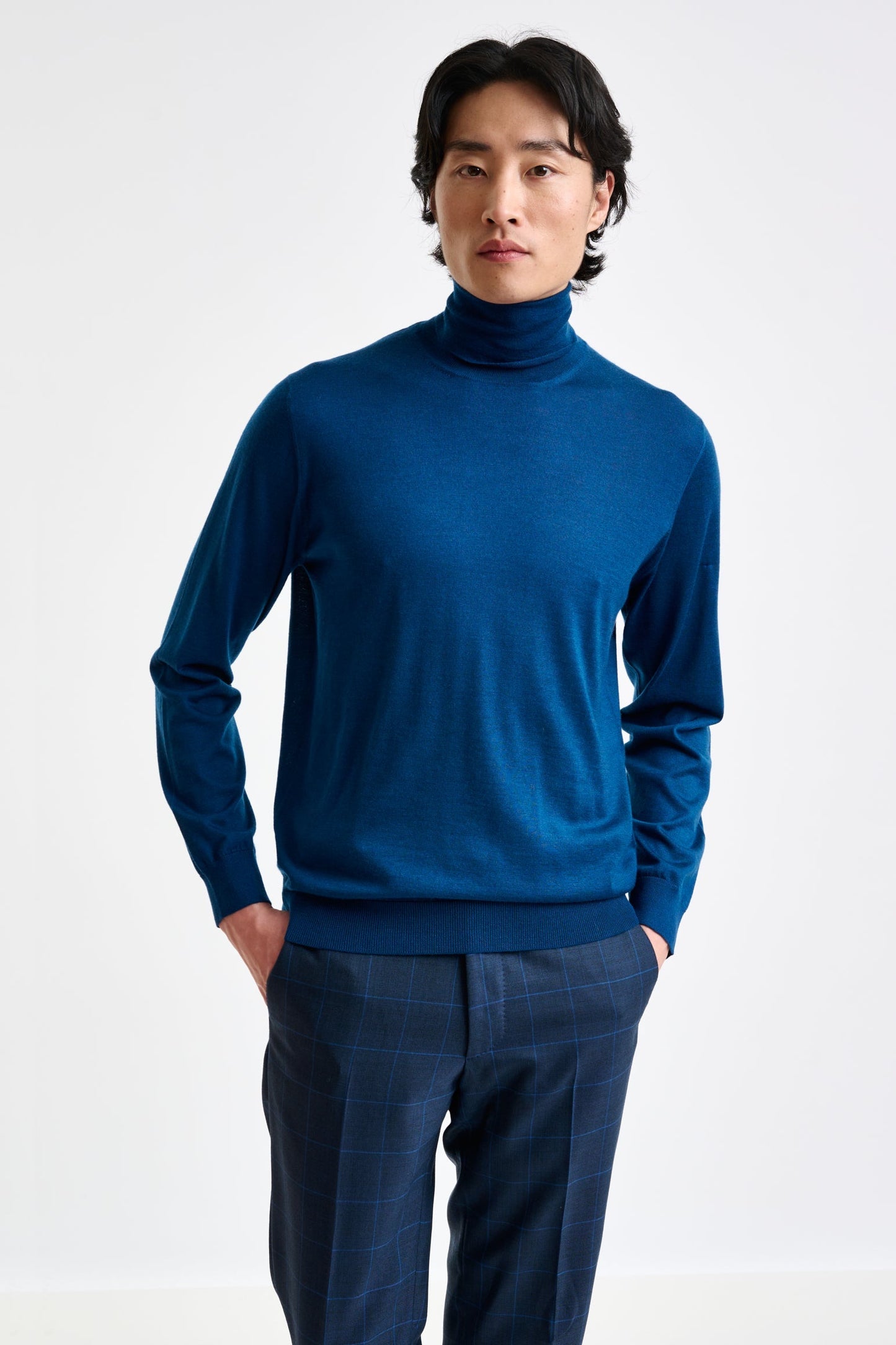 Pilot Blue Cashmere & Silk Blend Telford Turtleneck Sweater