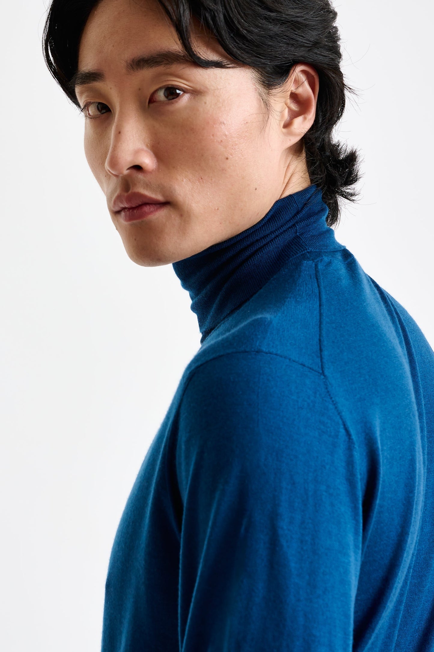 Pilot Blue Cashmere & Silk Blend Telford Turtleneck Sweater