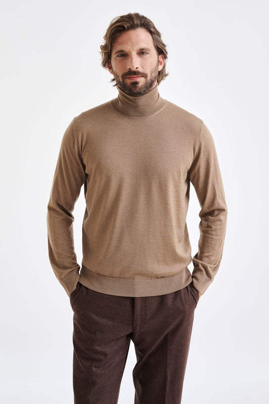 Camel Cashmere Merino Silk Blend Telford Turtleneck Sweater