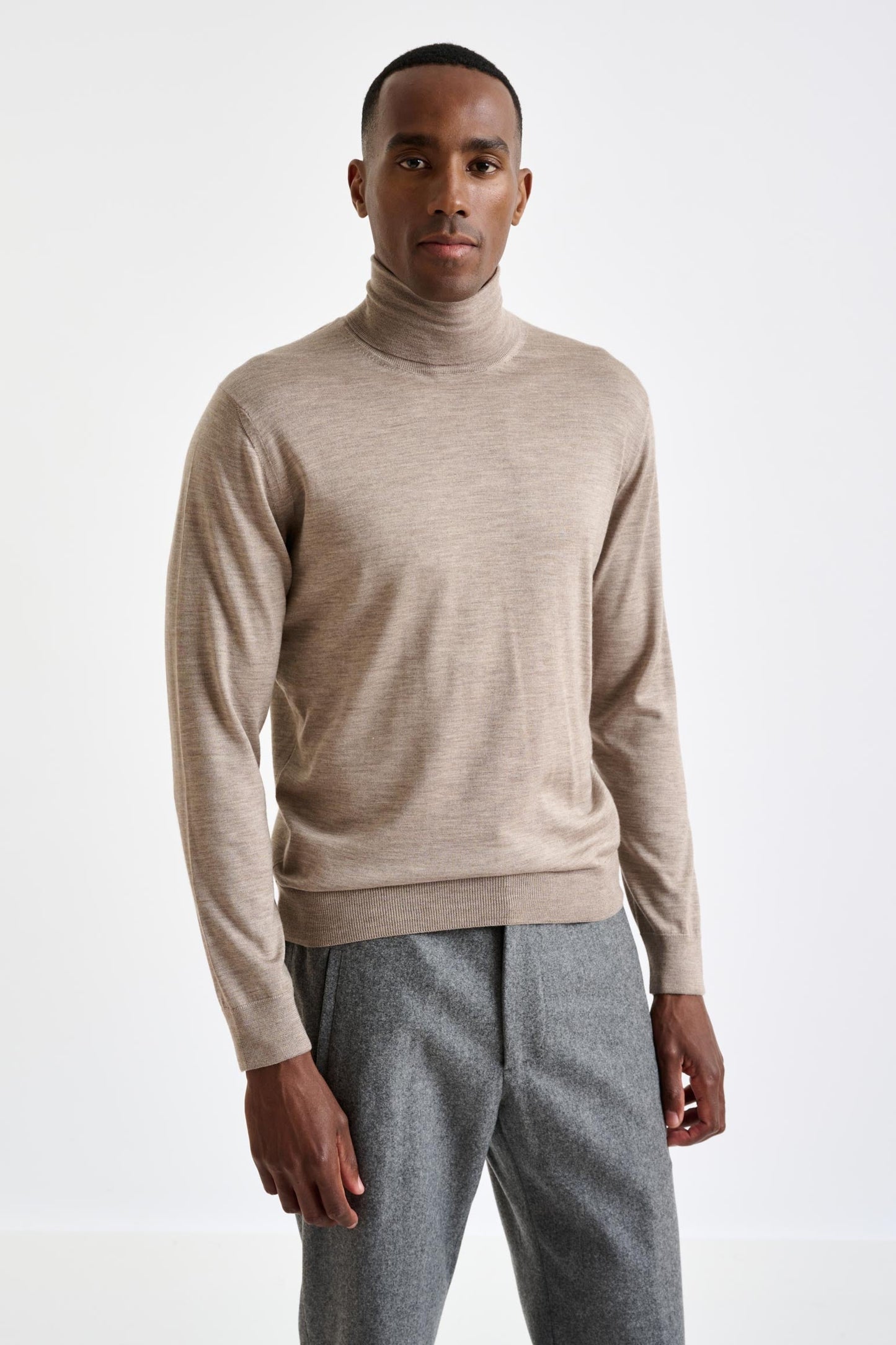 Dune Melange Cashmere Merino Silk Blend Telford Turtleneck Sweater