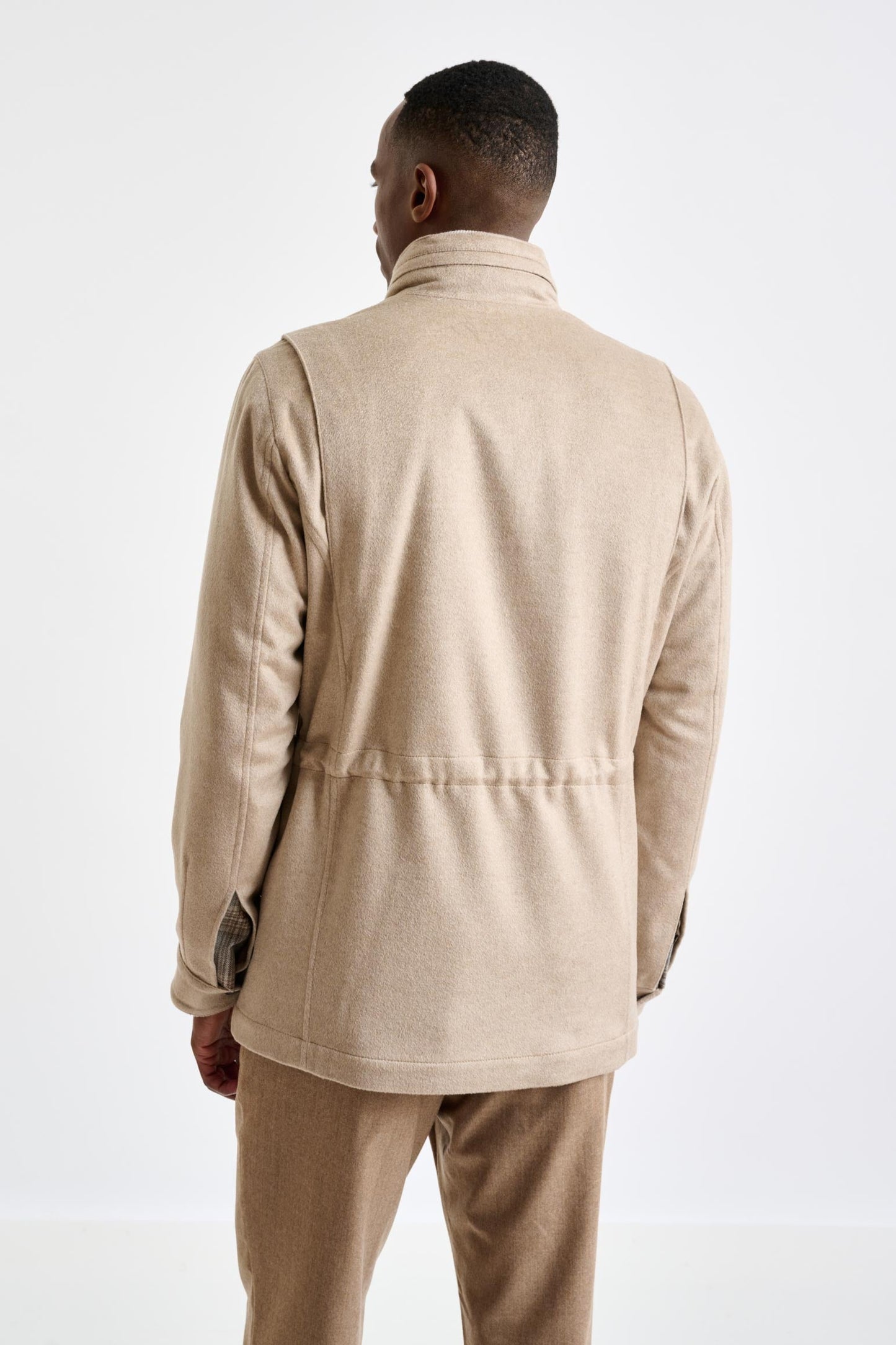 Beige 100% Cashmere Dartmoor Field Jacket Zeus