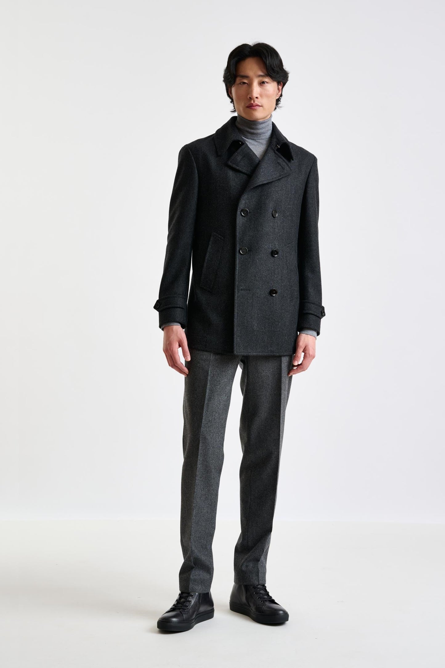 Dark Grey Wool Nelson Peacoat Zeus