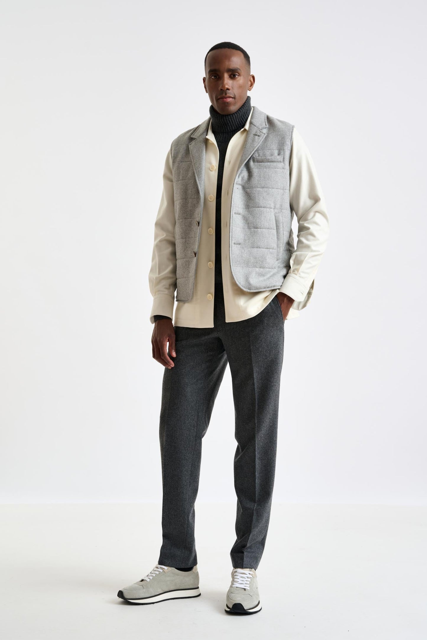 Grey Super 100's Wool Keswick Waistcoat Flannel Saxony