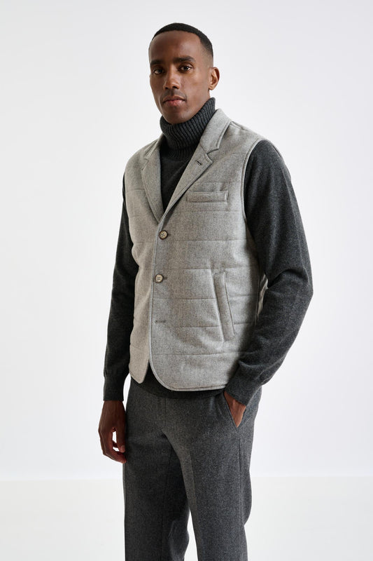 Grey Super 100's Wool Keswick Waistcoat Flannel Saxony