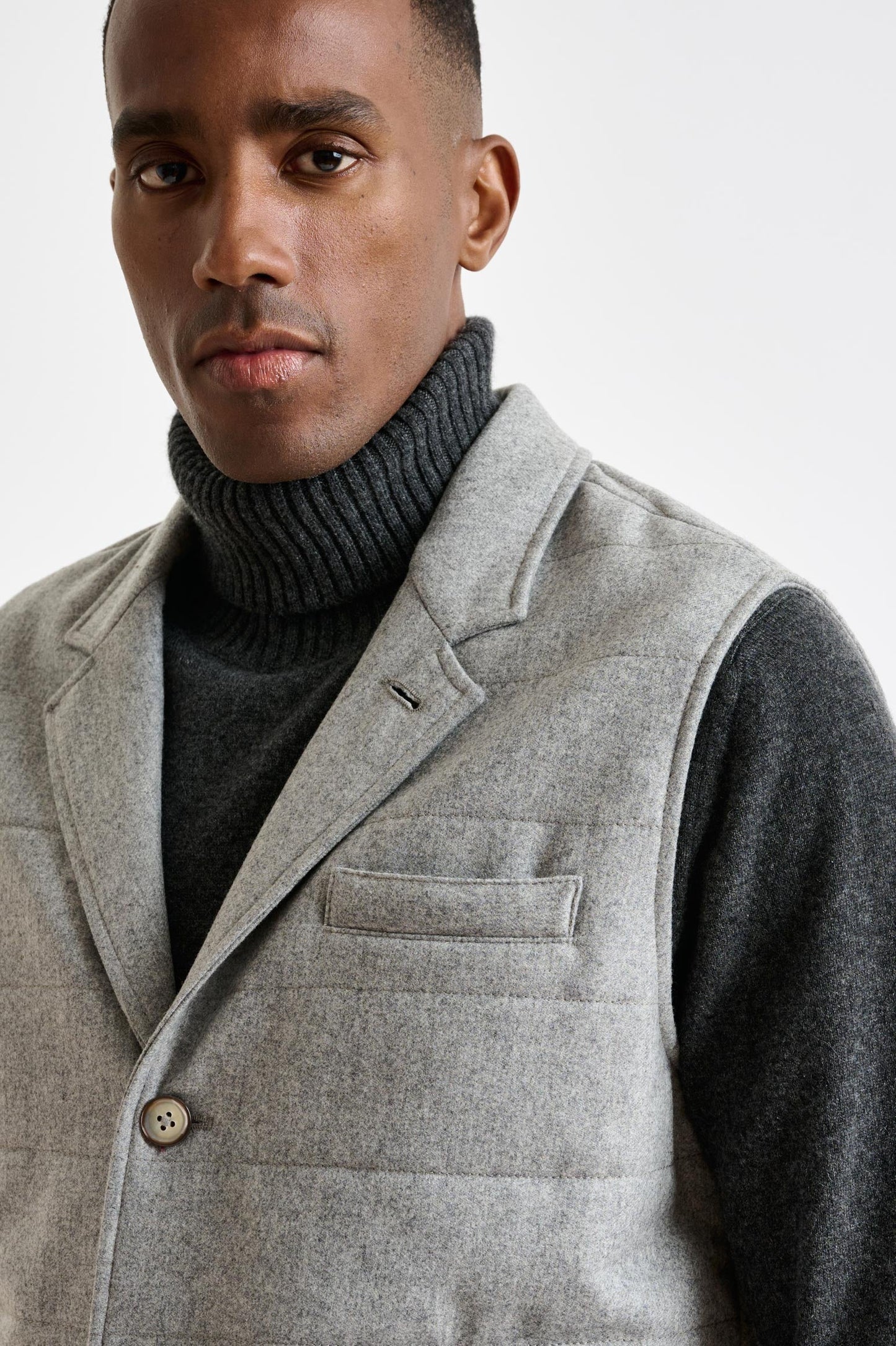 Grey Super 100's Wool Keswick Waistcoat Flannel Saxony