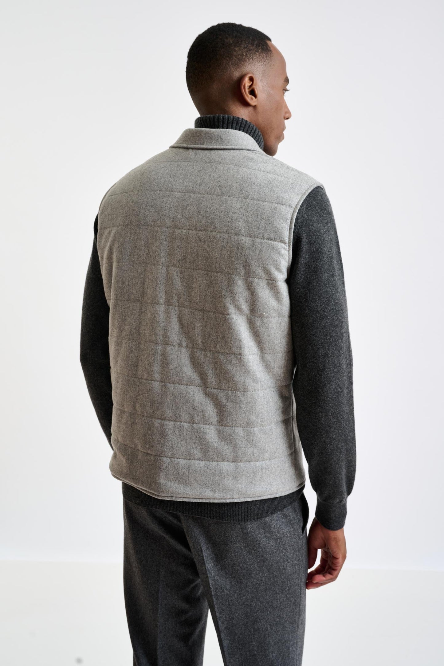 Grey Super 100's Wool Keswick Waistcoat Flannel Saxony