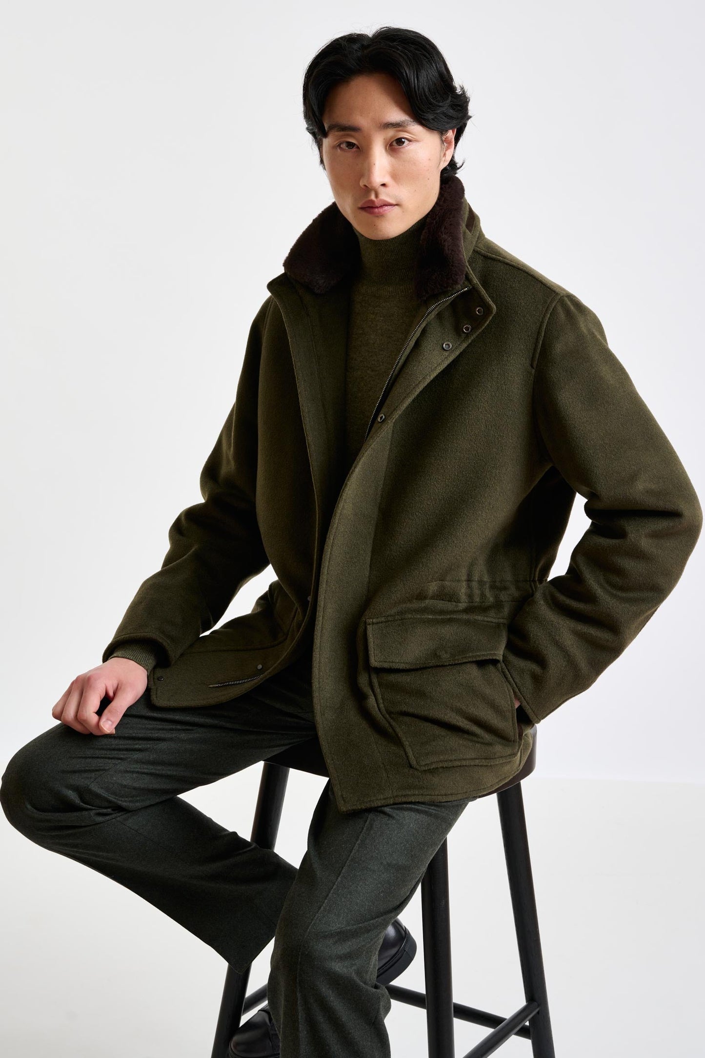 Green Wool Dartmoor Field Jacket Zeus