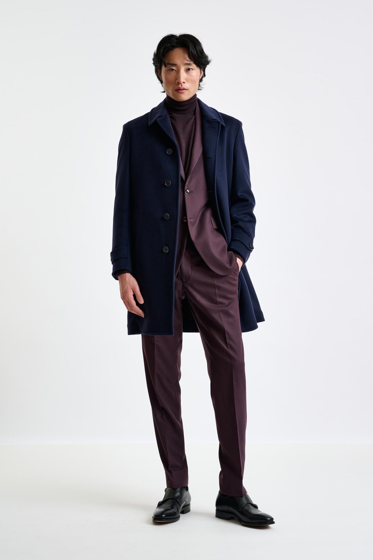 Navy Wool Leeds Coat Zeus