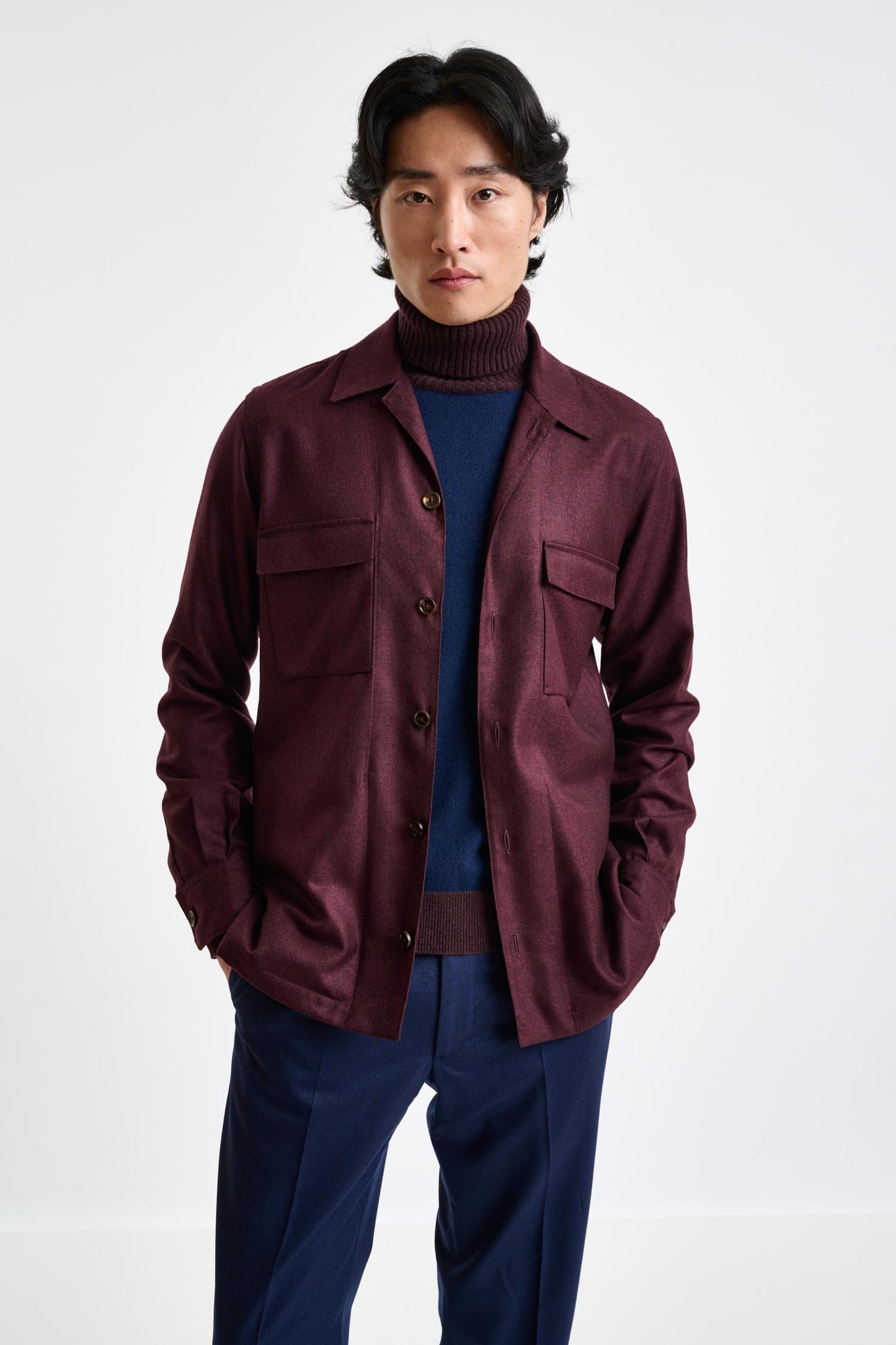 Red 100% Cashmere Shirt Jacket Bliss