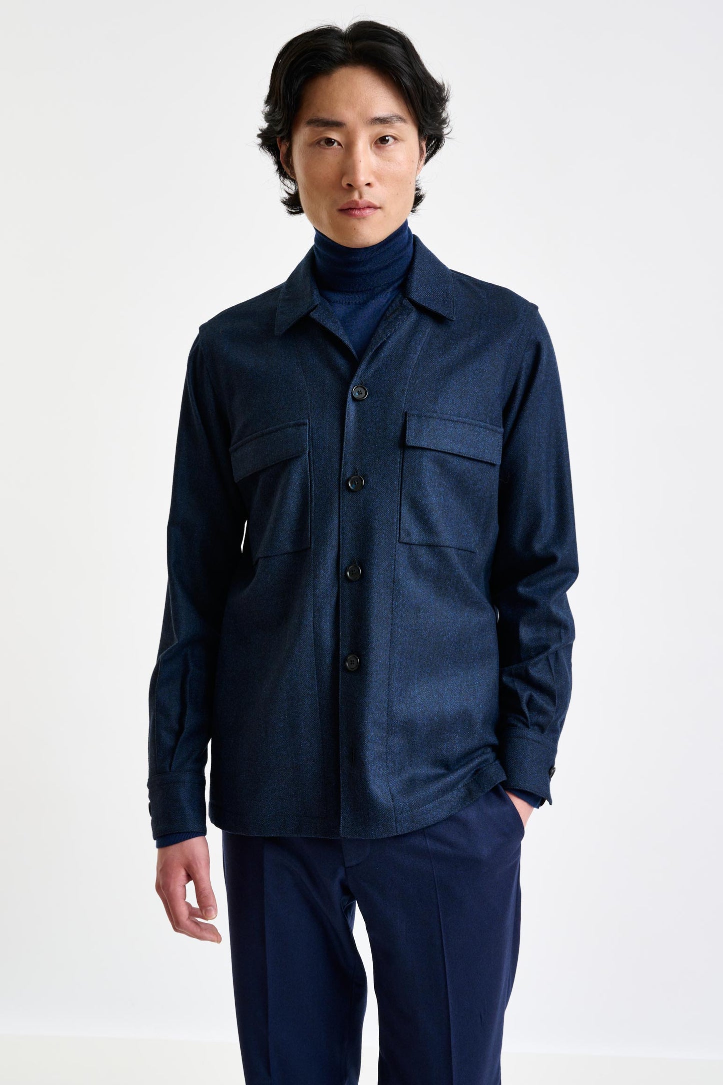 Navy Wool Shirt Jacket Zeus