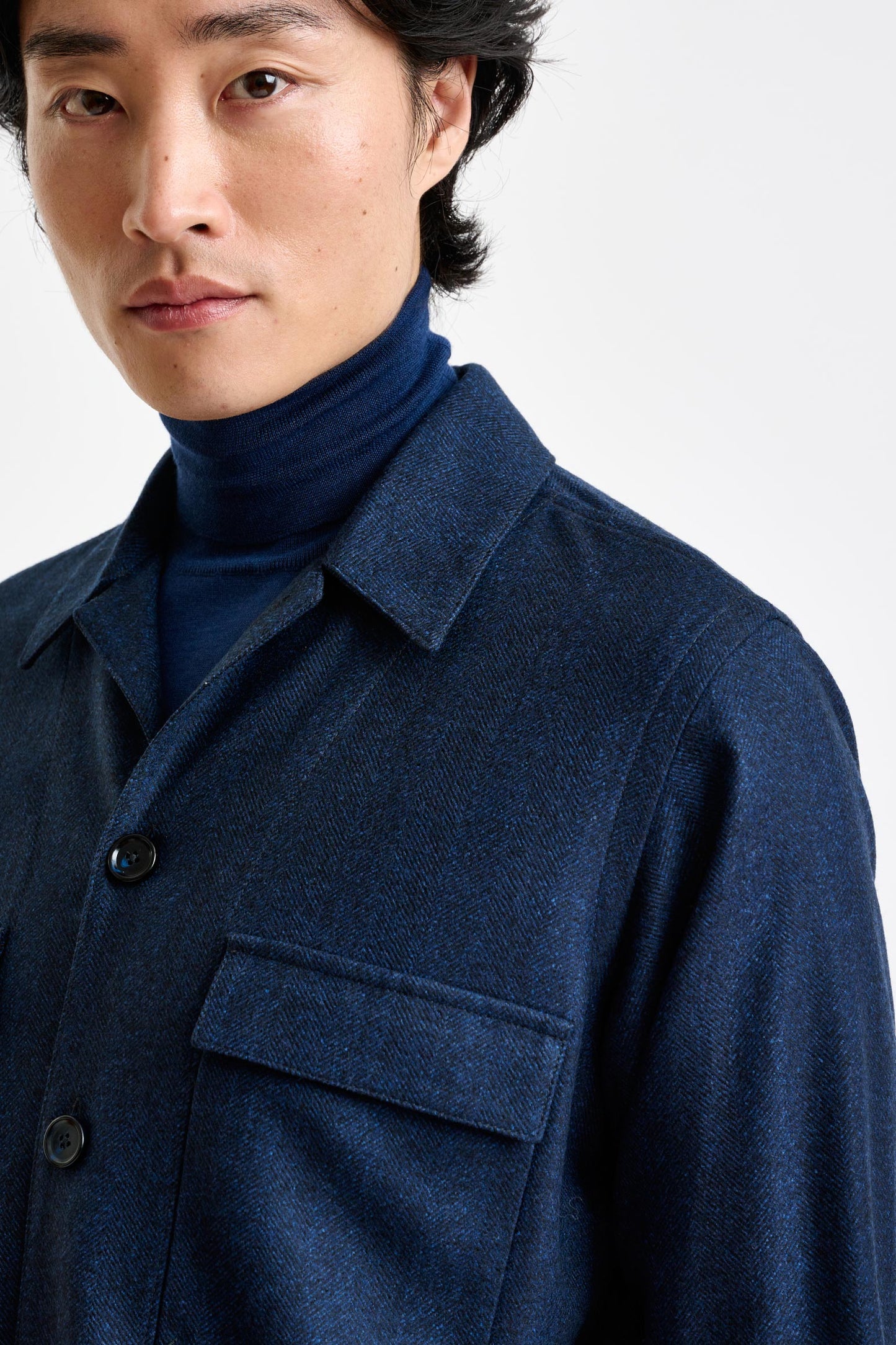 Navy Wool Shirt Jacket Zeus