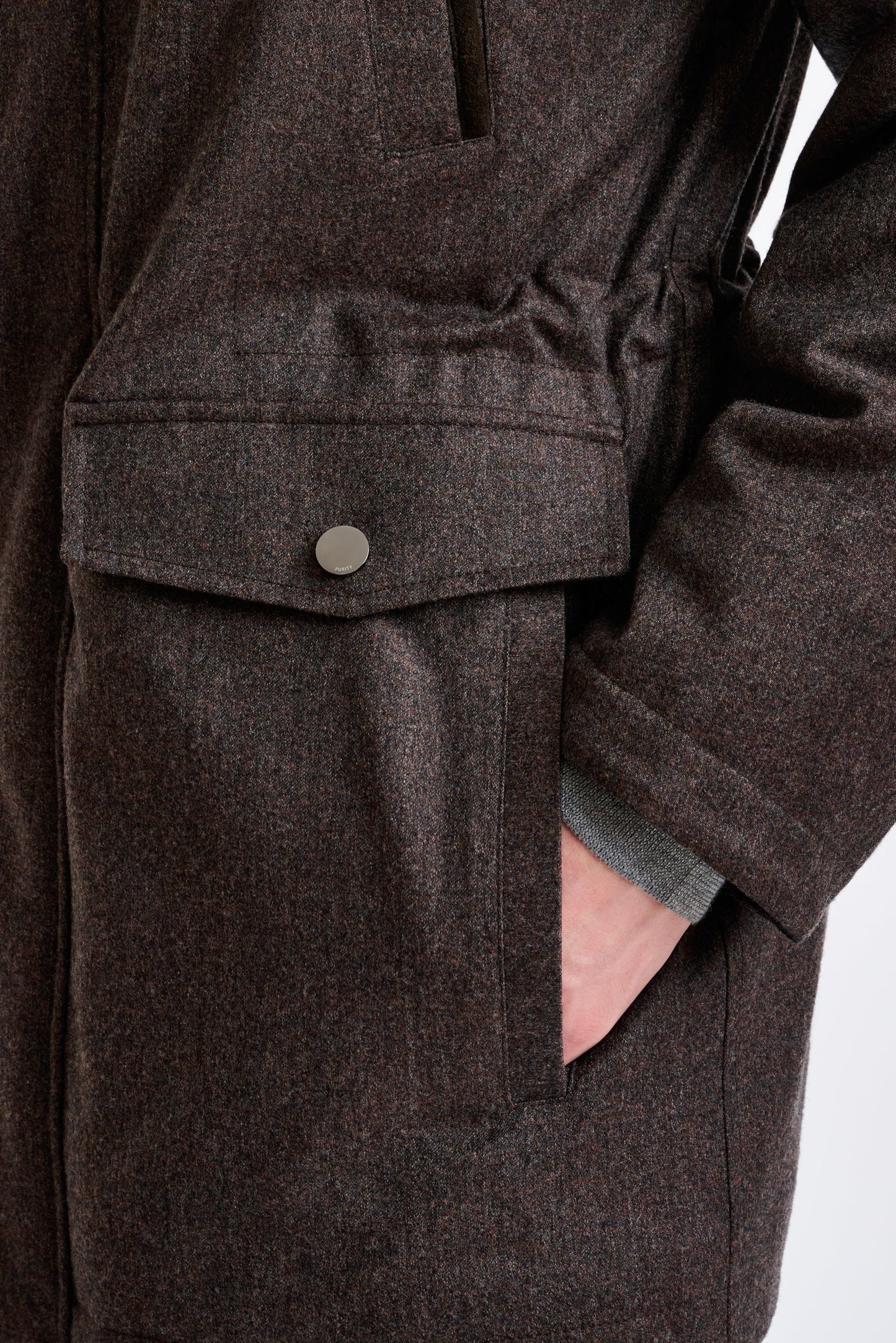 Brown 100% 100% Technical  Wool Flannel Bedford Parka