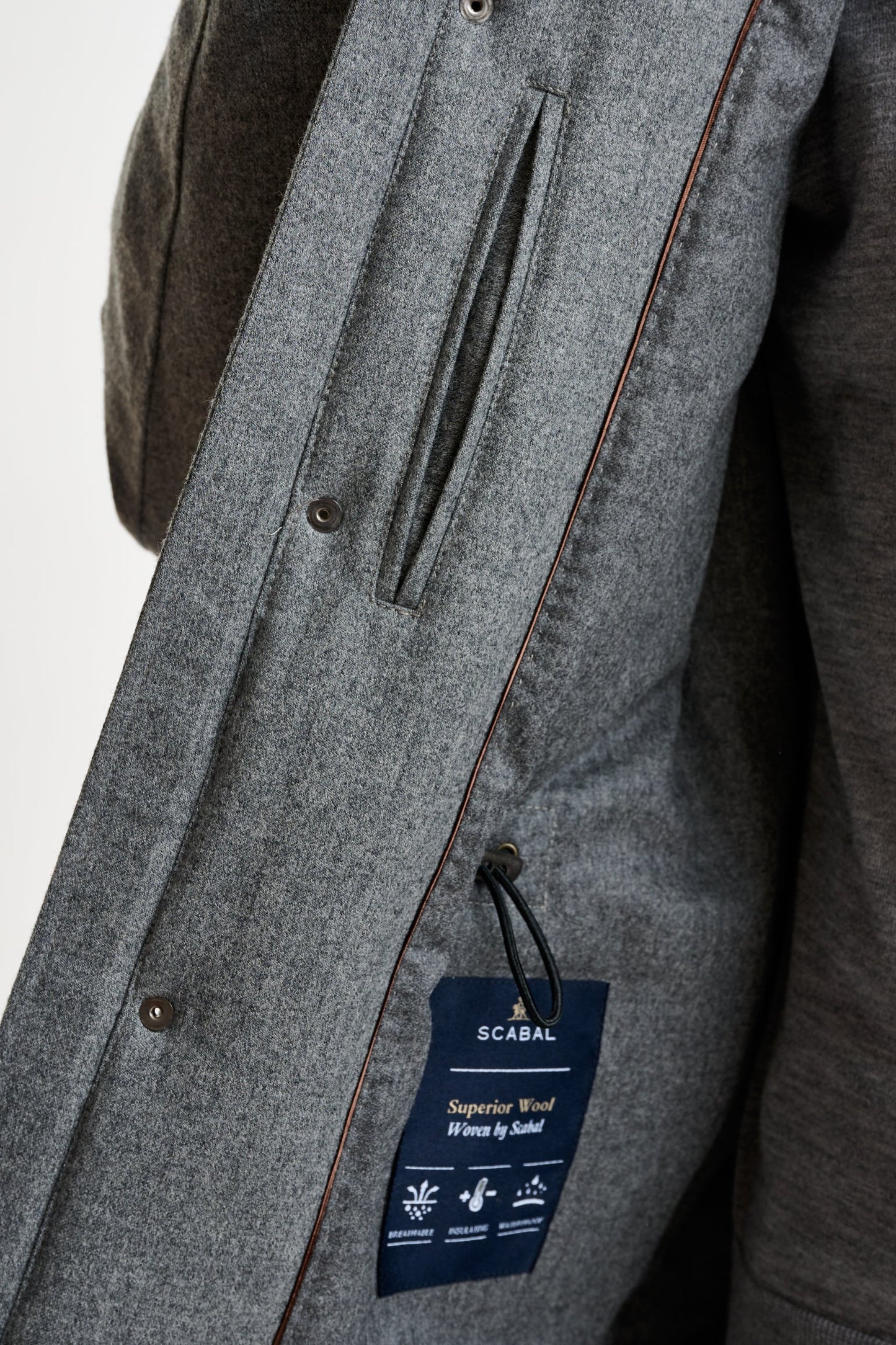 Grey 100% Technical Wool Flannel Bedford Parka