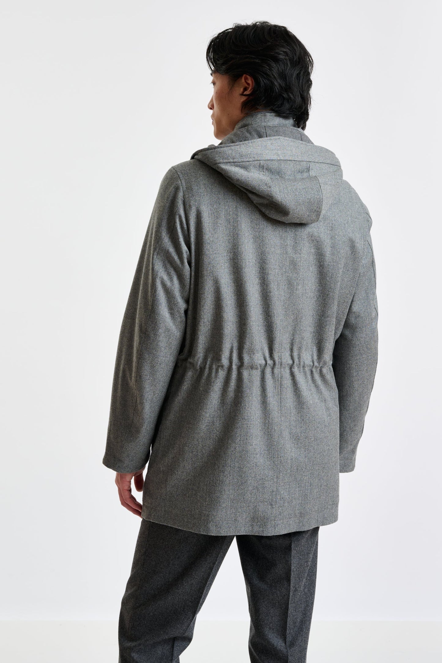 Grey 100% Technical Wool Flannel Bedford Parka